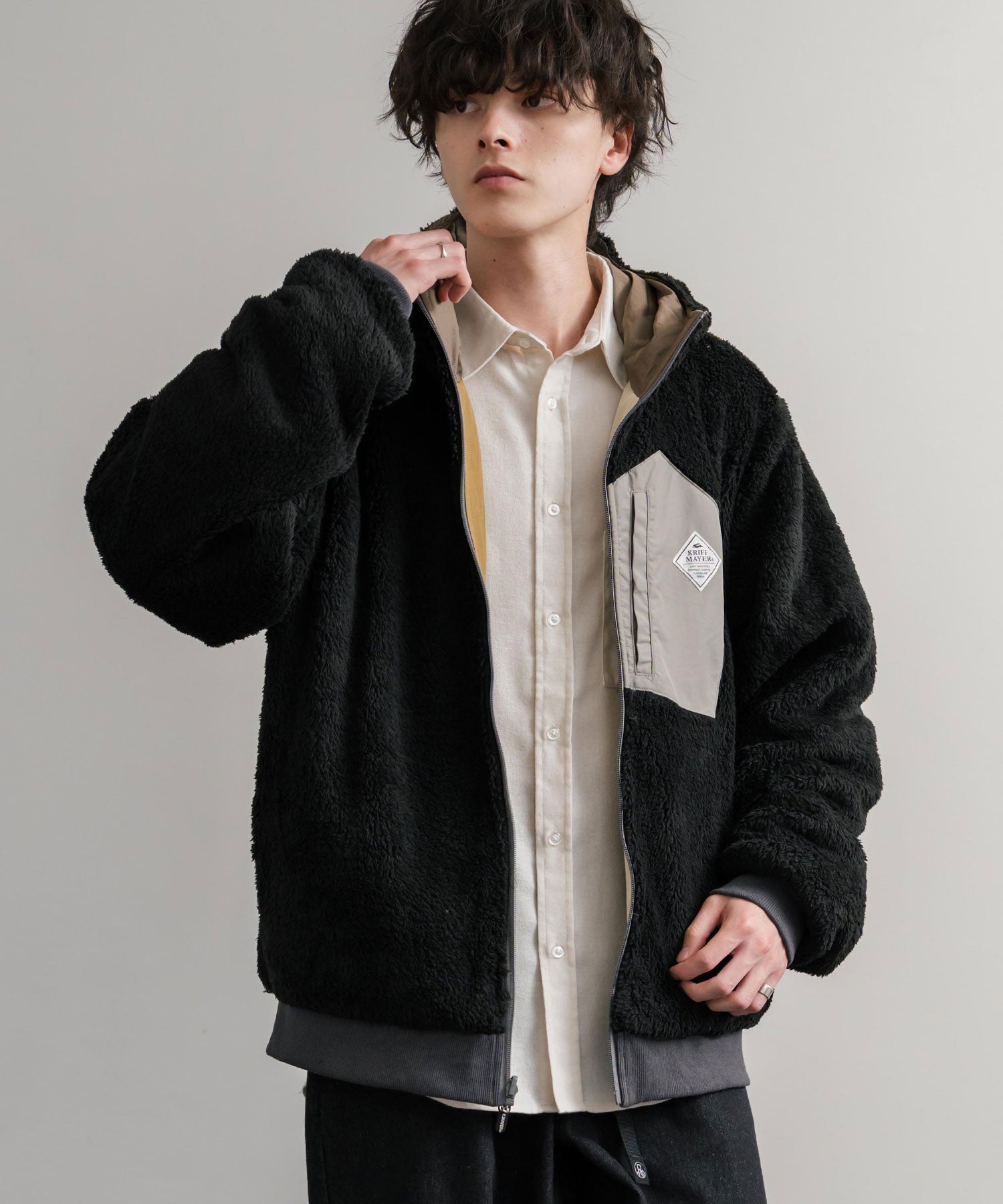 ロッキーモンロー Rocky Monroe ボアジャケット マウンテンパーカー ブルゾン メンズ レディース フード フリース リバーシブル 2WAY KRIFF MAYER 2514403 14795 (90.マルチ1) 90.マルチ1