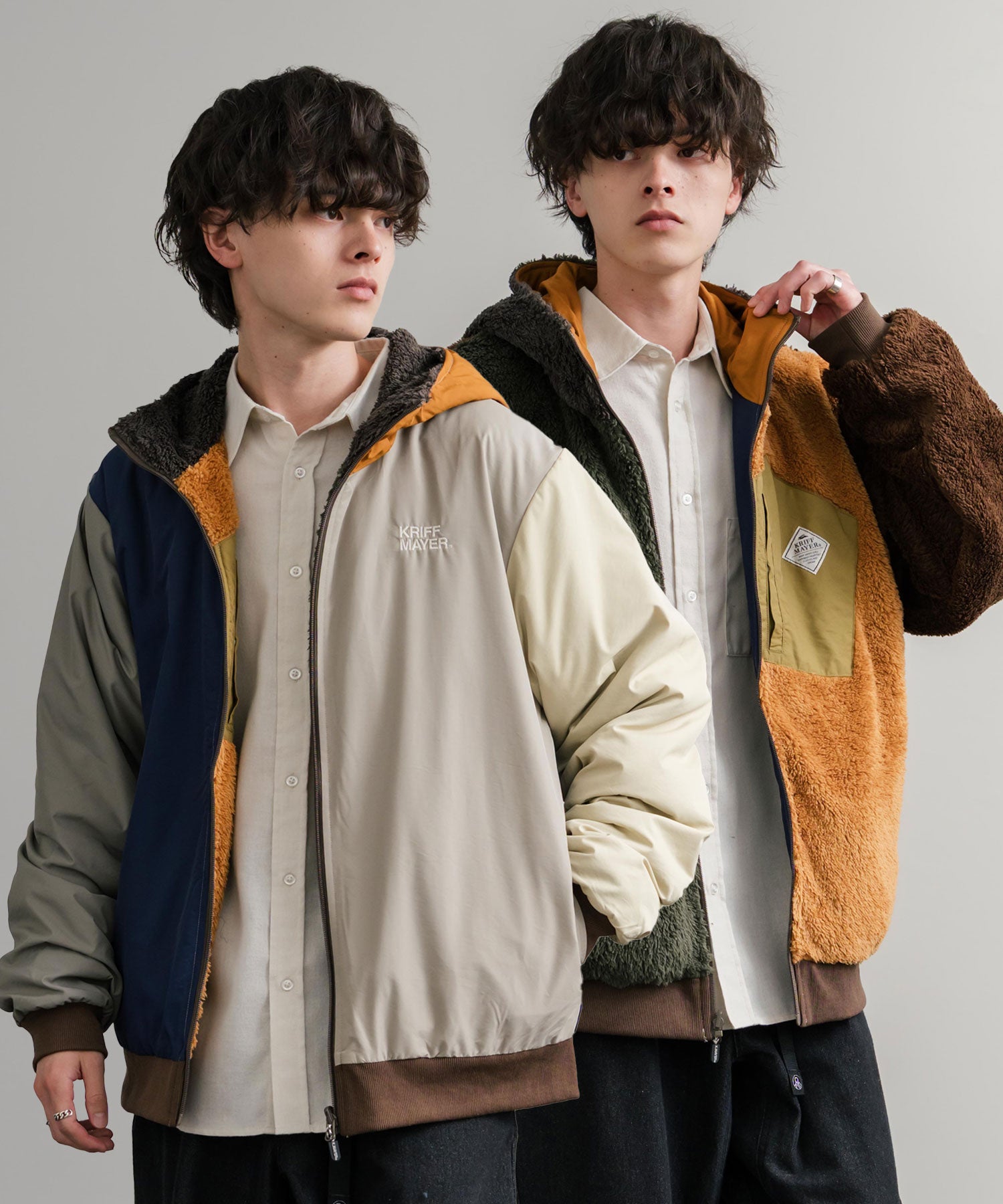 ロッキーモンロー Rocky Monroe ボアジャケット マウンテンパーカー ブルゾン メンズ レディース フード フリース リバーシブル 2WAY KRIFF MAYER 2514403 14795 (114.マルチ3) 114.マルチ3