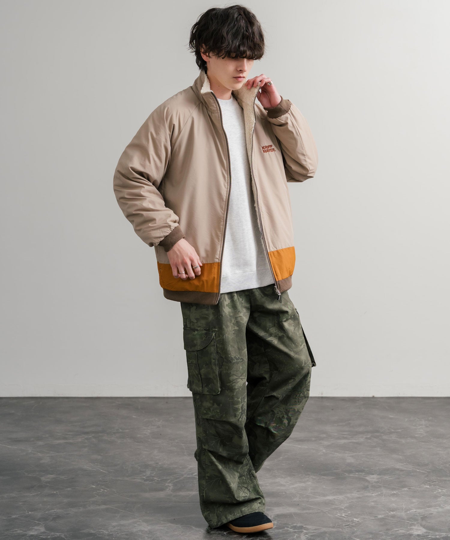 ロッキーモンロー Rocky Monroe ボアジャケット スタンドネック ブルゾン メンズ レディース フリース リバーシブル 2WAY ワッペン KRIFF MAYER 2514404 14796 (110.マルチ2) 110.マルチ2