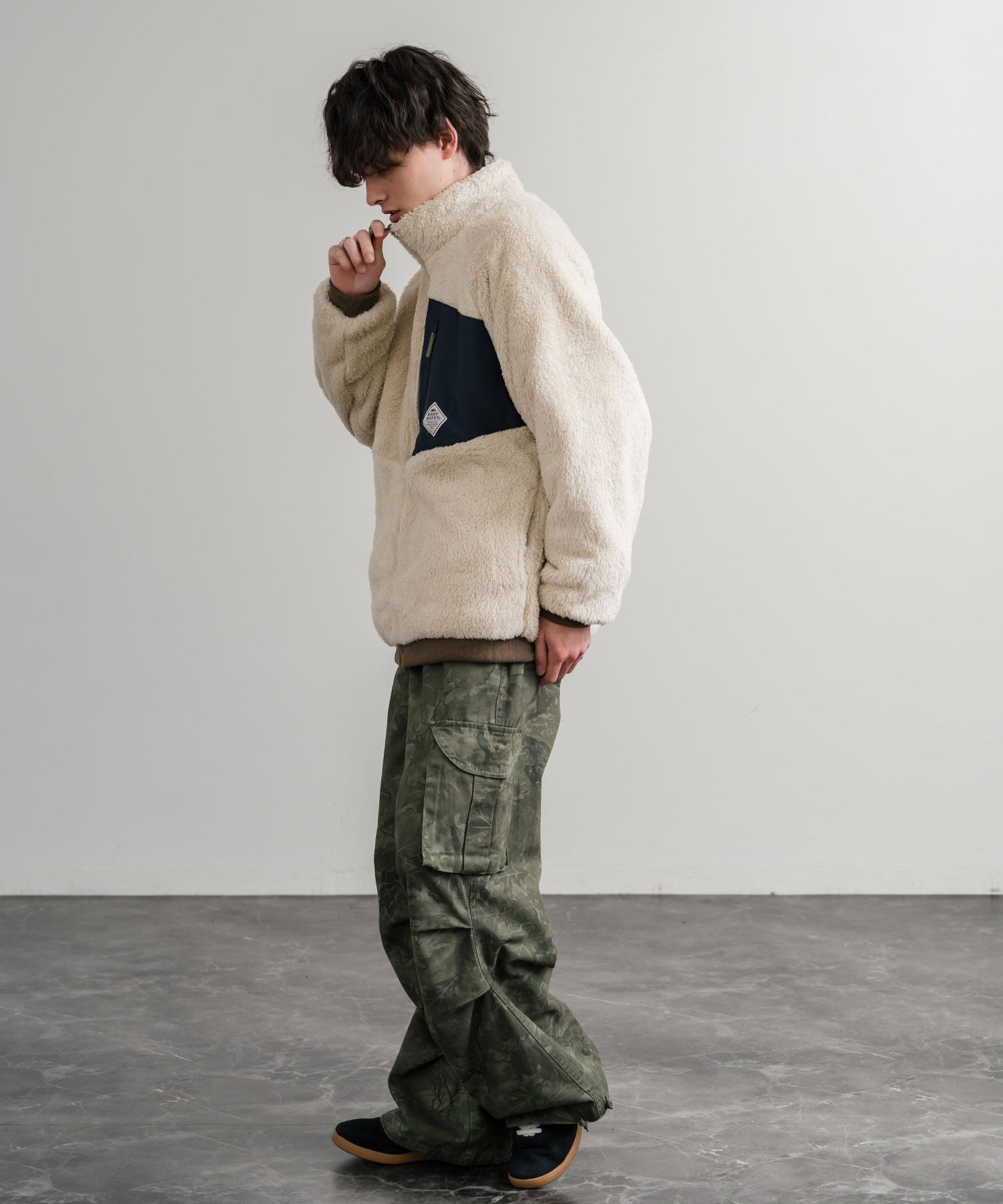 ロッキーモンロー Rocky Monroe ボアジャケット スタンドネック ブルゾン メンズ レディース フリース リバーシブル 2WAY ワッペン KRIFF MAYER 2514404 14796 (110.マルチ2) 110.マルチ2