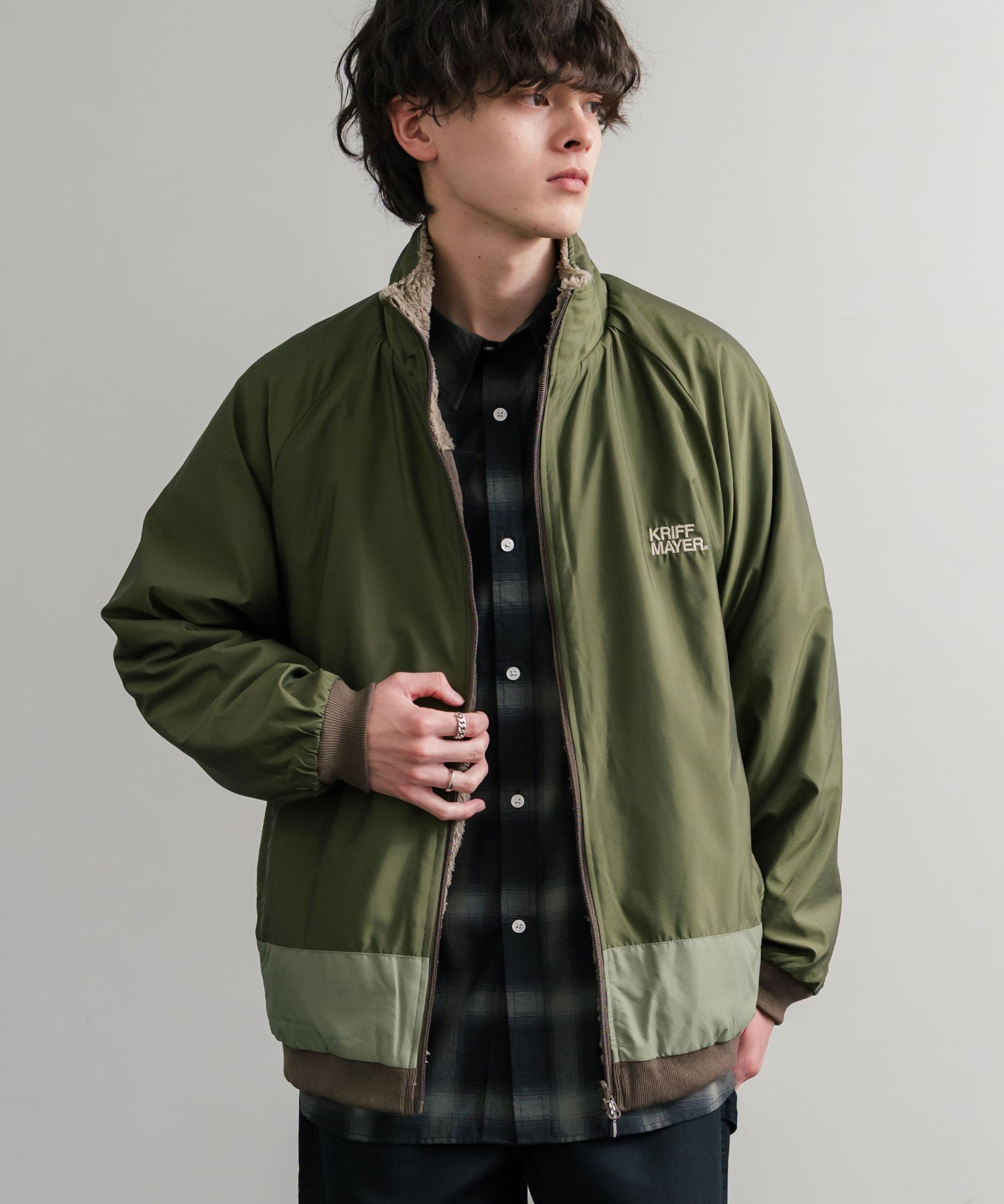 ロッキーモンロー Rocky Monroe ボアジャケット スタンドネック ブルゾン メンズ レディース フリース リバーシブル 2WAY ワッペン KRIFF MAYER 2514404 14796 (110.マルチ2) 110.マルチ2