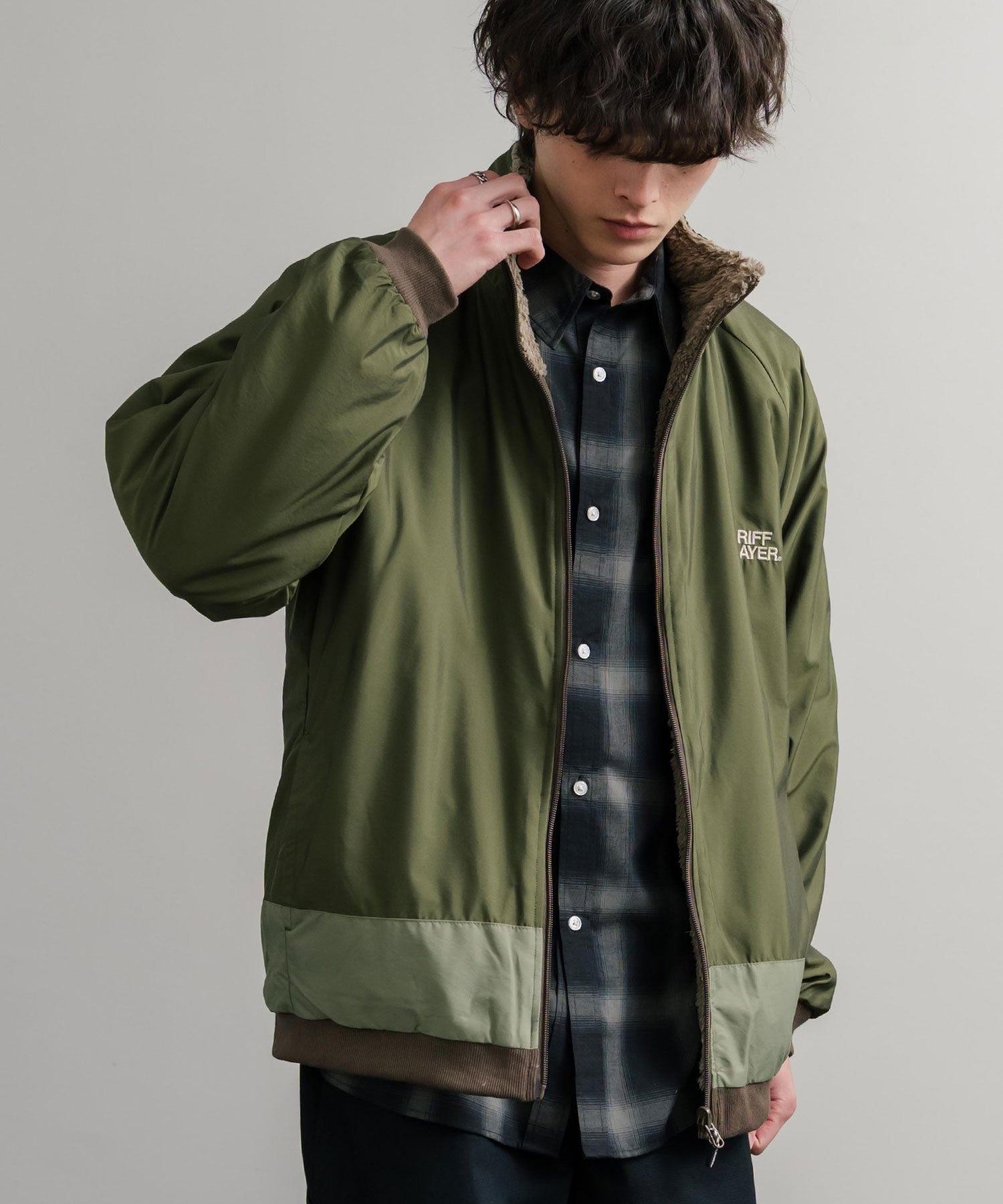 ロッキーモンロー Rocky Monroe ボアジャケット スタンドネック ブルゾン メンズ レディース フリース リバーシブル 2WAY ワッペン KRIFF MAYER 2514404 14796 (110.マルチ2) 110.マルチ2