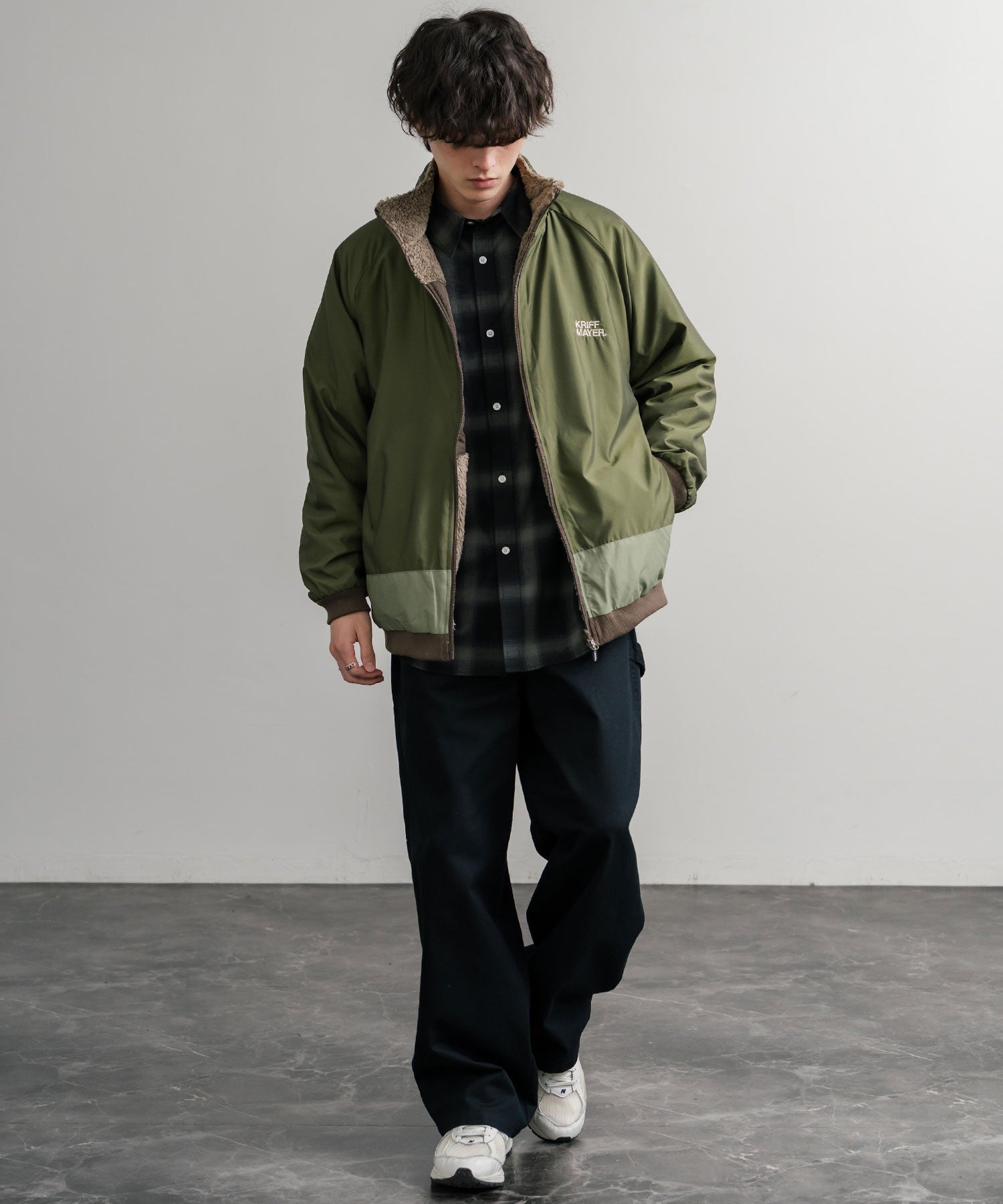 ロッキーモンロー Rocky Monroe ボアジャケット スタンドネック ブルゾン メンズ レディース フリース リバーシブル 2WAY ワッペン KRIFF MAYER 2514404 14796 (110.マルチ2) 110.マルチ2