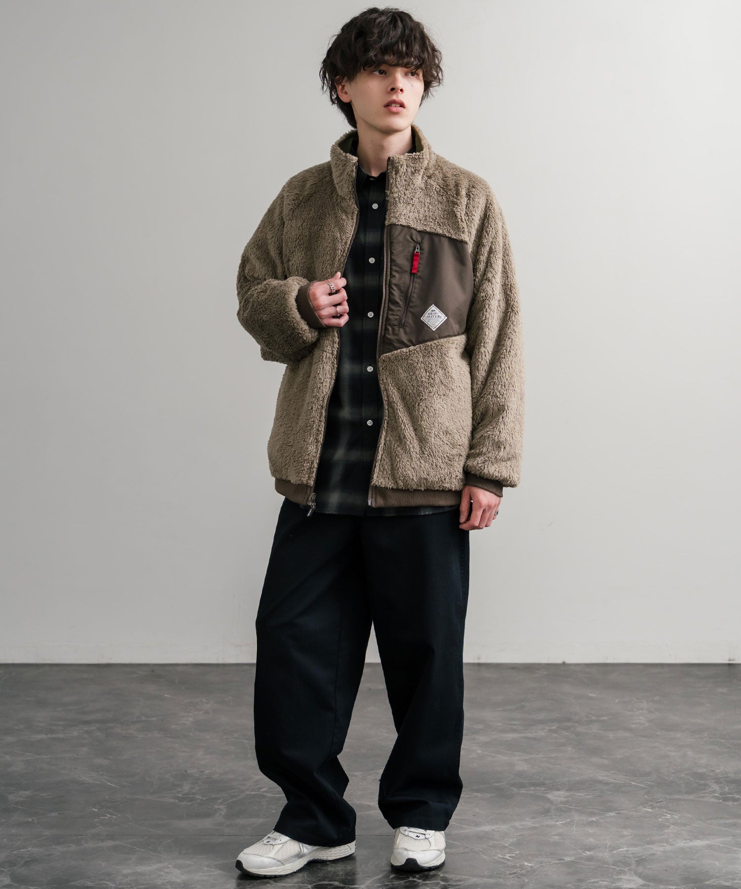 ロッキーモンロー Rocky Monroe ボアジャケット スタンドネック ブルゾン メンズ レディース フリース リバーシブル 2WAY ワッペン KRIFF MAYER 2514404 14796 (110.マルチ2) 110.マルチ2