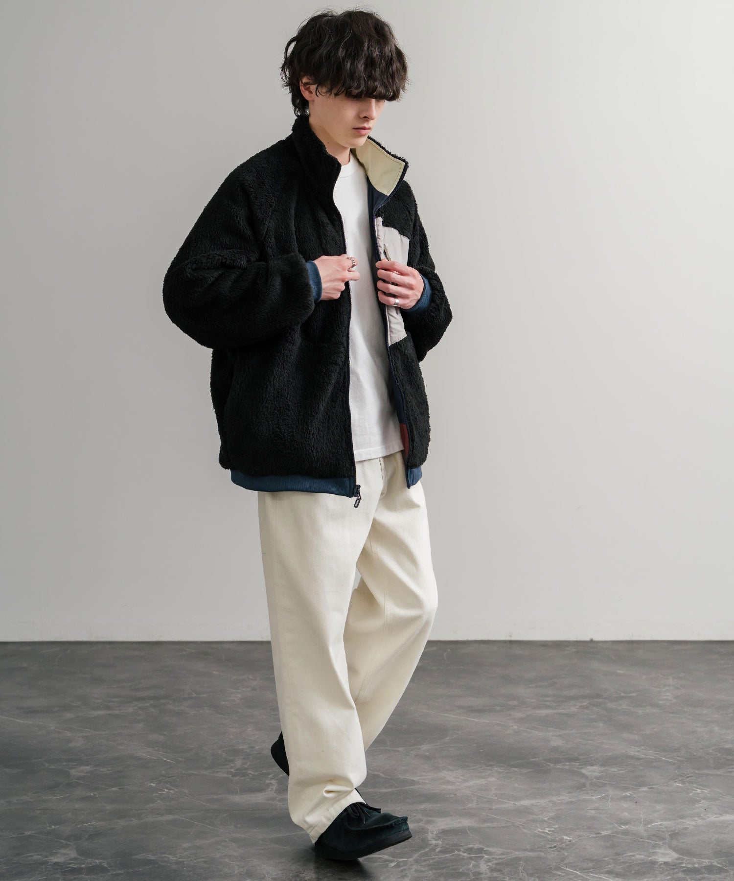 ロッキーモンロー Rocky Monroe ボアジャケット スタンドネック ブルゾン メンズ レディース フリース リバーシブル 2WAY ワッペン KRIFF MAYER 2514404 14796 (110.マルチ2) 110.マルチ2