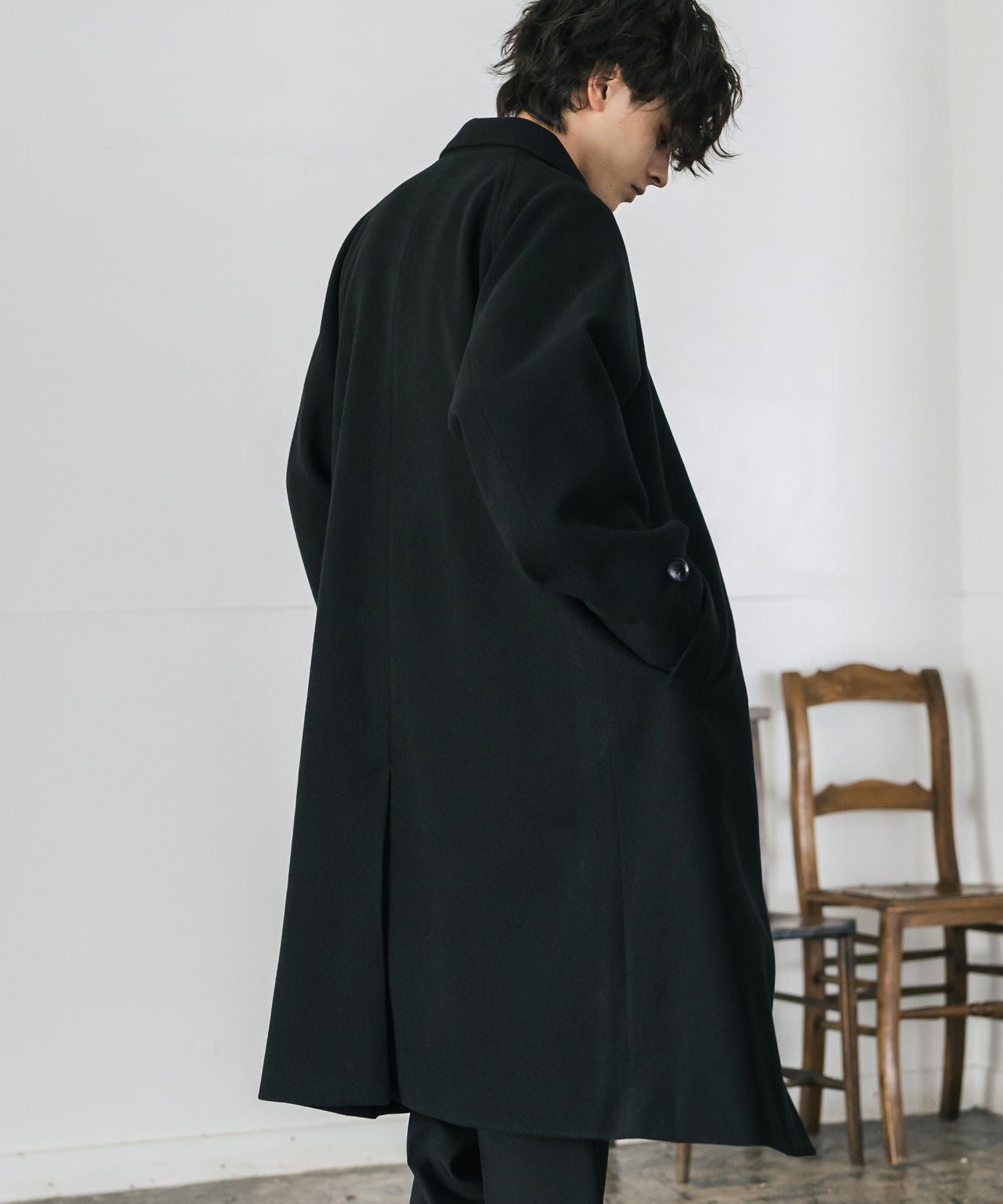 ロッキーモンロー Rocky Monroe ステンカラーコート ロング 2Way チンストラップ メンズ レディース アウター テックメルトン オーバーサイズ ラグラン 無地 チェック 14616 (グレージュ) グレージュ