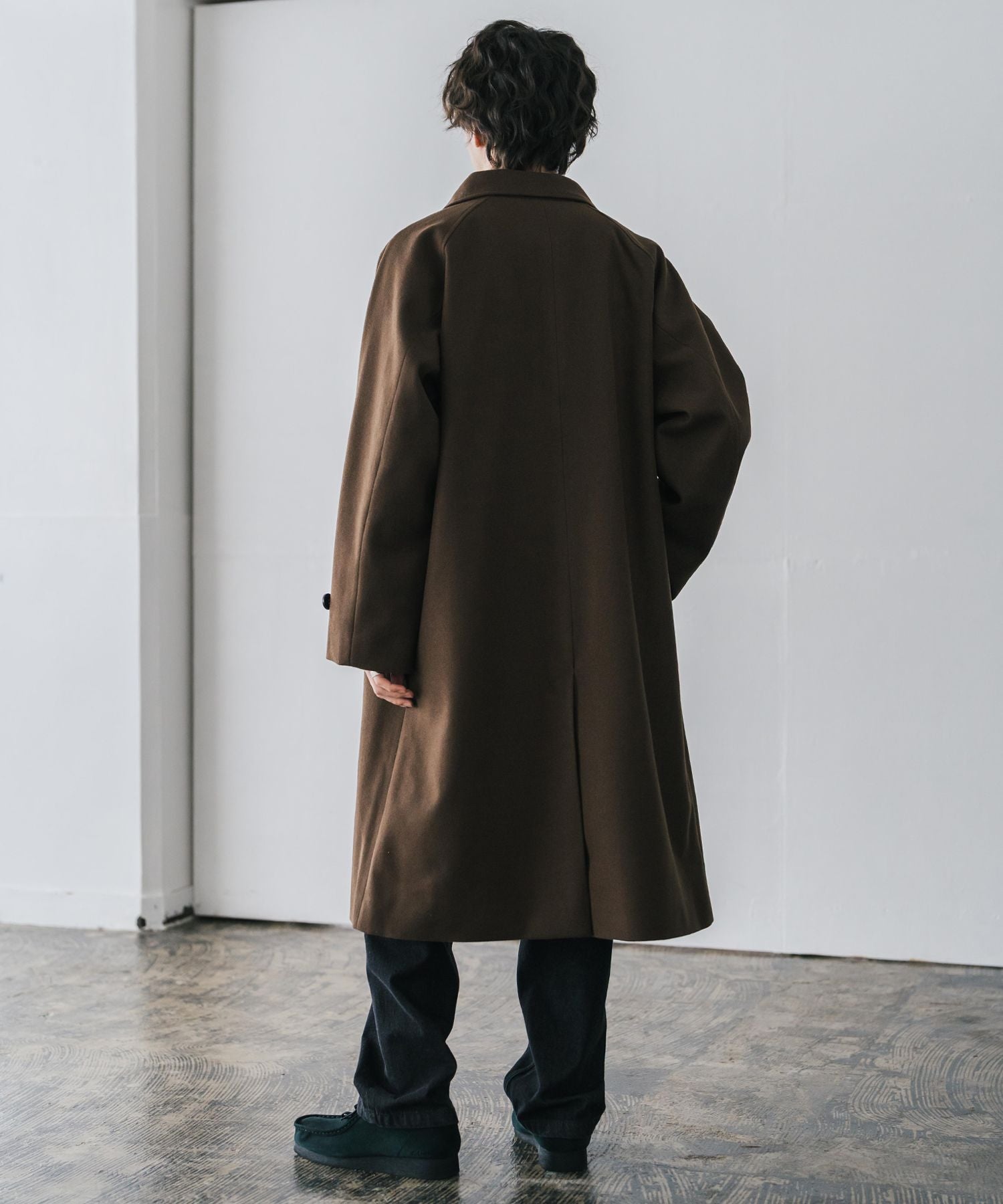 ロッキーモンロー Rocky Monroe ステンカラーコート ロング 2Way チンストラップ メンズ レディース アウター テックメルトン オーバーサイズ ラグラン 無地 チェック 14616 (グレージュ) グレージュ