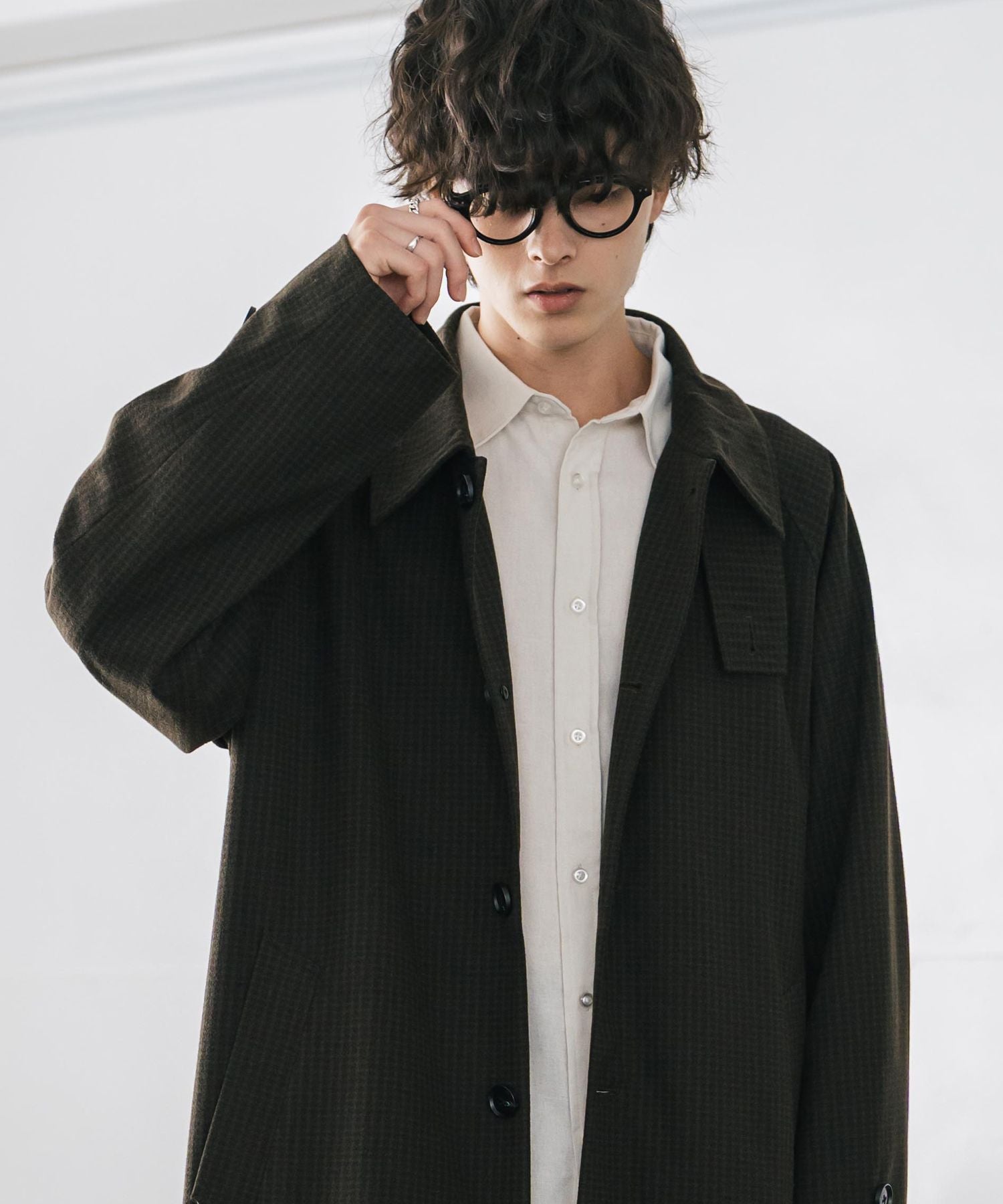 ロッキーモンロー Rocky Monroe ステンカラーコート ロング 2Way チンストラップ メンズ レディース アウター テックメルトン オーバーサイズ ラグラン 無地 チェック 14616 (グレージュ) グレージュ