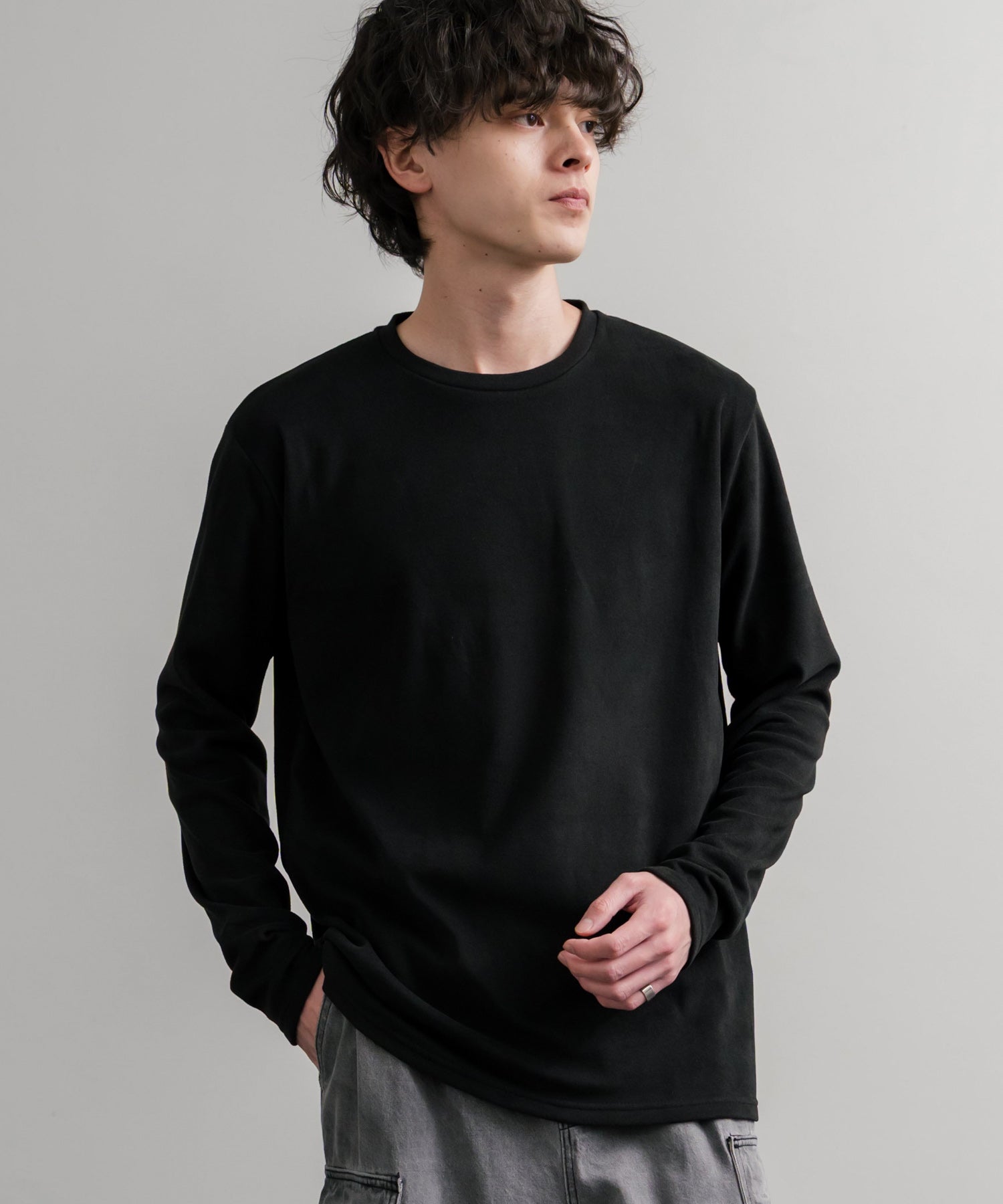 ロッキーモンロー Rocky Monroe カットソー フリース 長袖 メンズ レディース Tシャツ ロンT リラックス ストレッチ 無地 クルーネック 保温 ベーシック シンプル カジュアル 14854 (4.ワイン) 4.ワイン