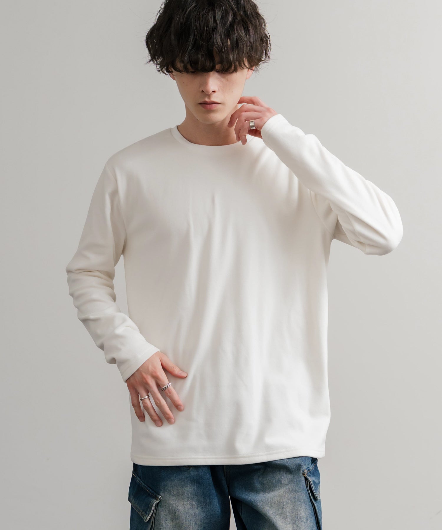 ロッキーモンロー Rocky Monroe カットソー フリース 長袖 メンズ レディース Tシャツ ロンT リラックス ストレッチ 無地 クルーネック 保温 ベーシック シンプル カジュアル 14854 (4.ワイン) 4.ワイン