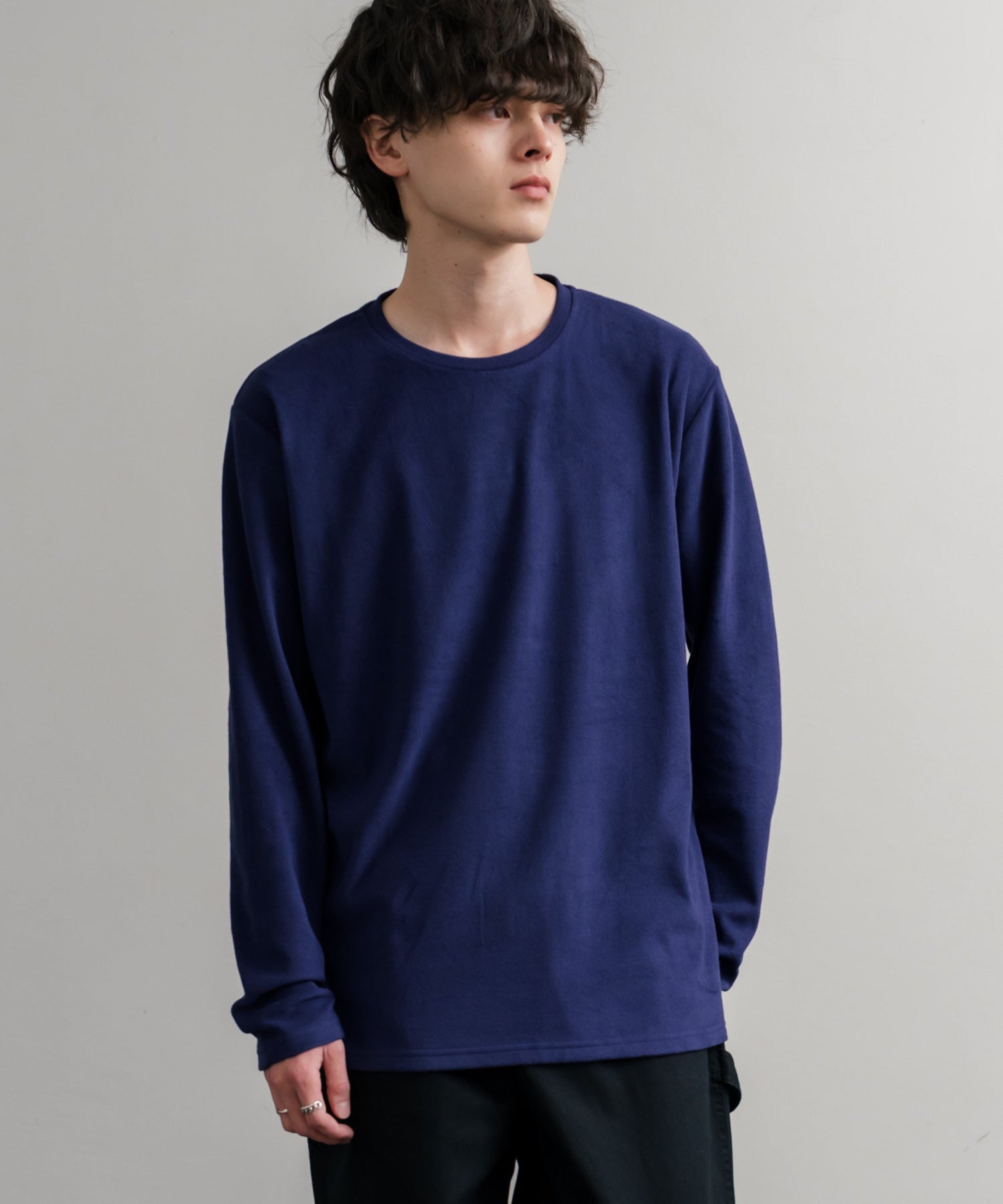 ロッキーモンロー Rocky Monroe カットソー フリース 長袖 メンズ レディース Tシャツ ロンT リラックス ストレッチ 無地 クルーネック 保温 ベーシック シンプル カジュアル 14854 (4.ワイン) 4.ワイン