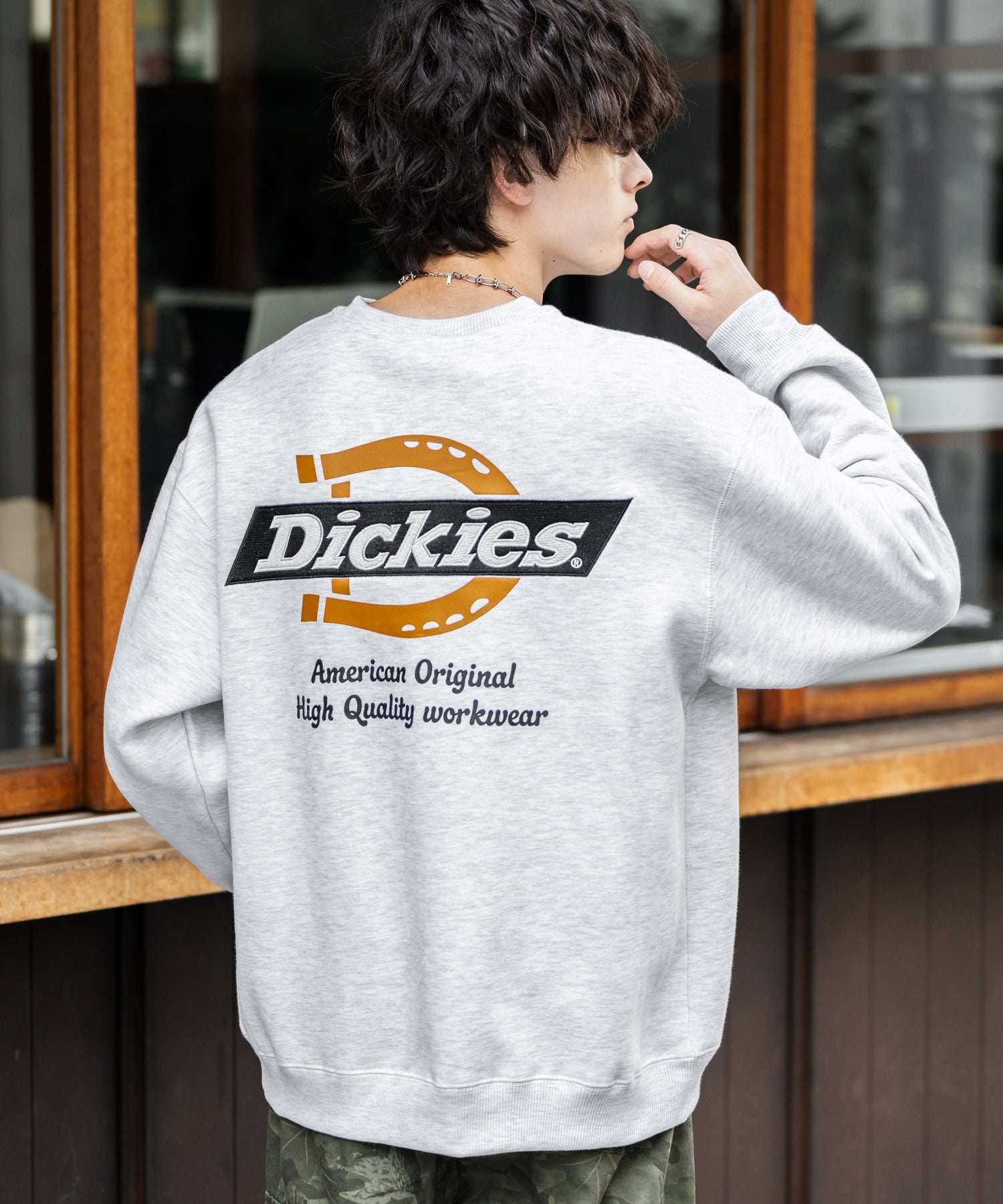 ロッキーモンロー Rocky Monroe Dickies スウェット トレーナー 裏起毛 メンズ レディース ロゴ 刺繍 ワンポイント バックプリント オーバーサイズ リラックス カジュアル 14886 (B-19.オートミール) B-19.オートミール