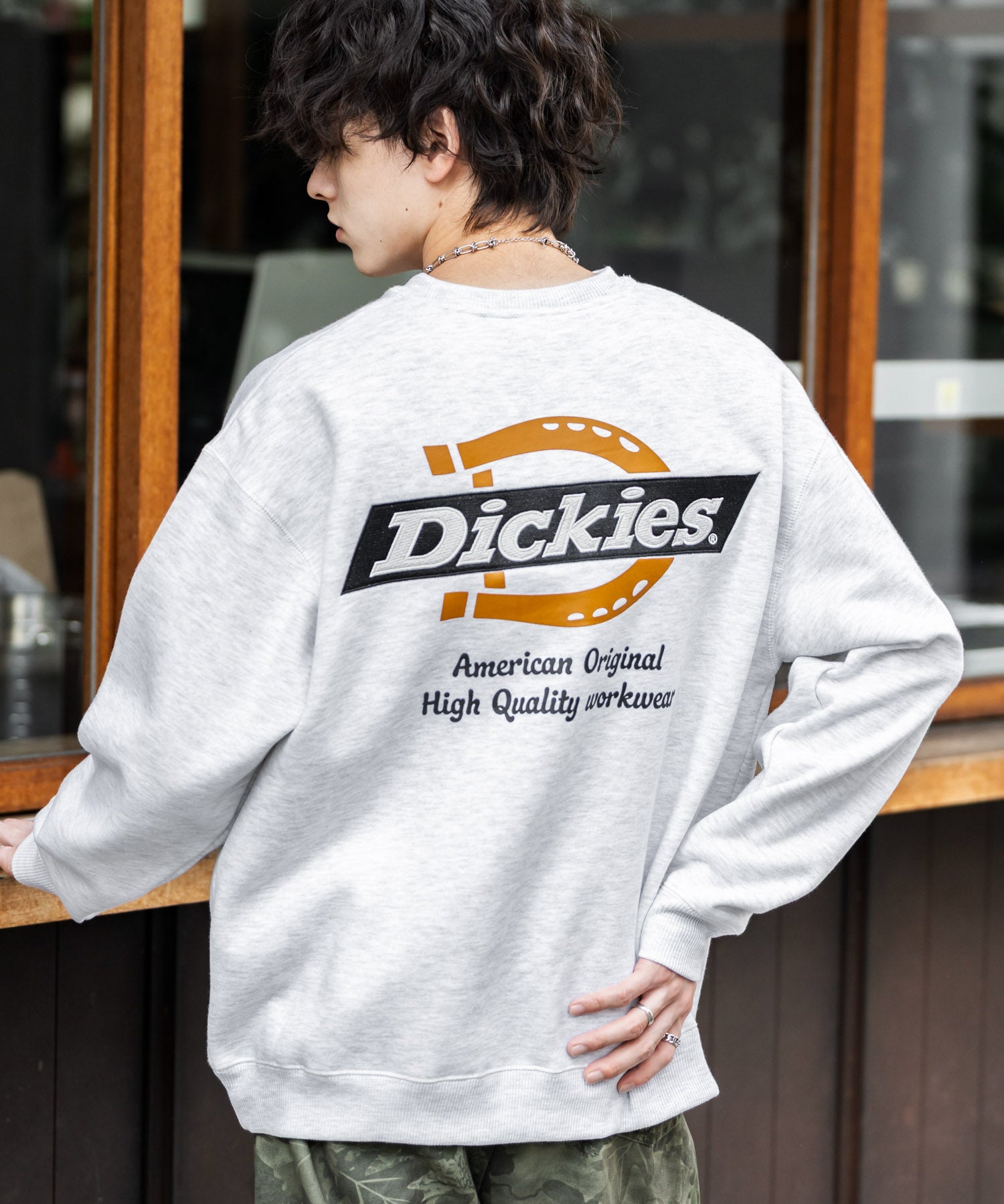 ロッキーモンロー Rocky Monroe Dickies スウェット トレーナー 裏起毛 メンズ レディース ロゴ 刺繍 ワンポイント バックプリント オーバーサイズ リラックス カジュアル 14886 (B-19.オートミール) B-19.オートミール