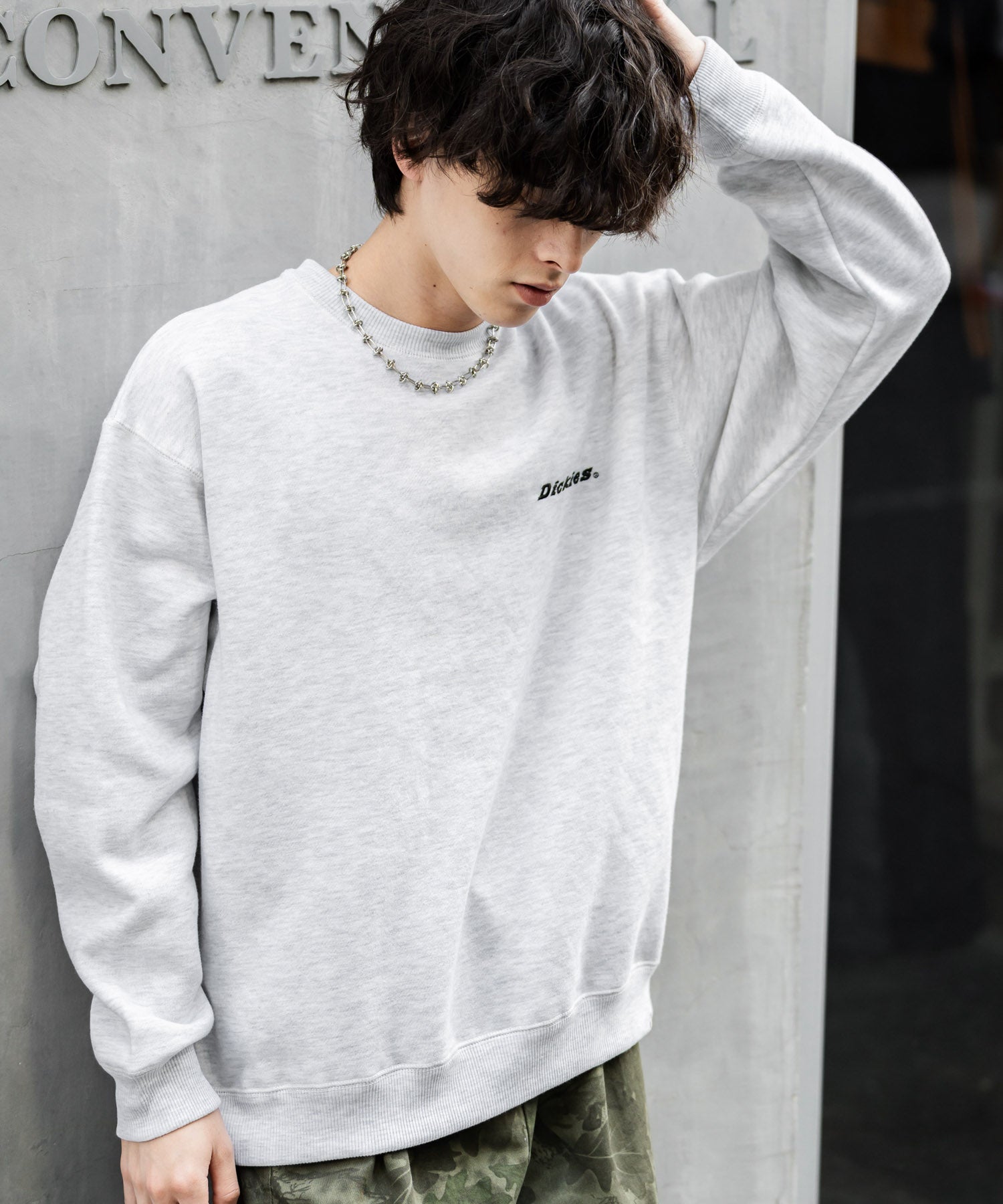 ロッキーモンロー Rocky Monroe Dickies スウェット トレーナー 裏起毛 メンズ レディース ロゴ 刺繍 ワンポイント バックプリント オーバーサイズ リラックス カジュアル 14886 (B-19.オートミール) B-19.オートミール