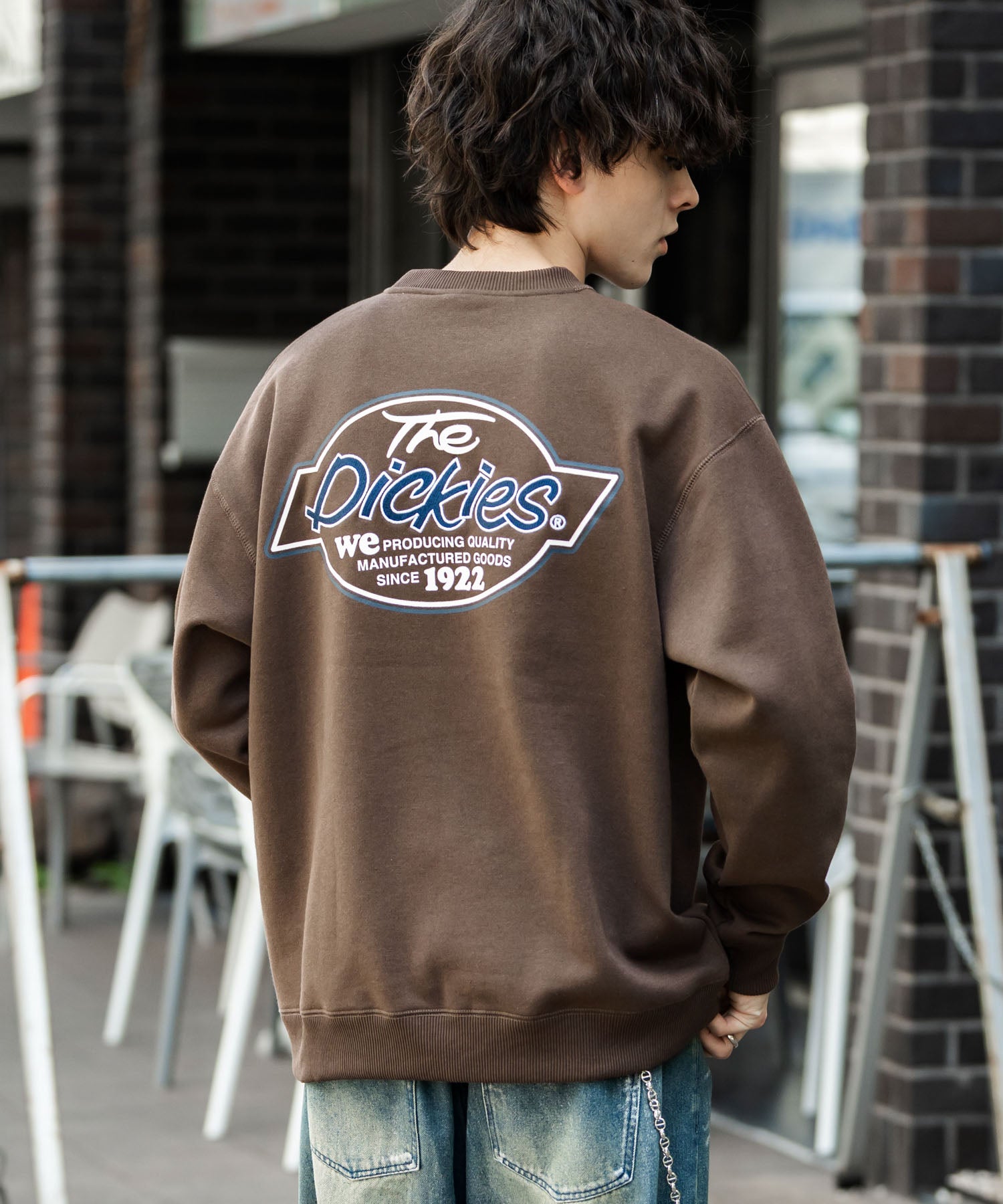 ロッキーモンロー Rocky Monroe Dickies スウェット トレーナー 裏起毛 メンズ レディース ロゴ 刺繍 ワンポイント バックプリント オーバーサイズ リラックス カジュアル 14886 (B-19.オートミール) B-19.オートミール