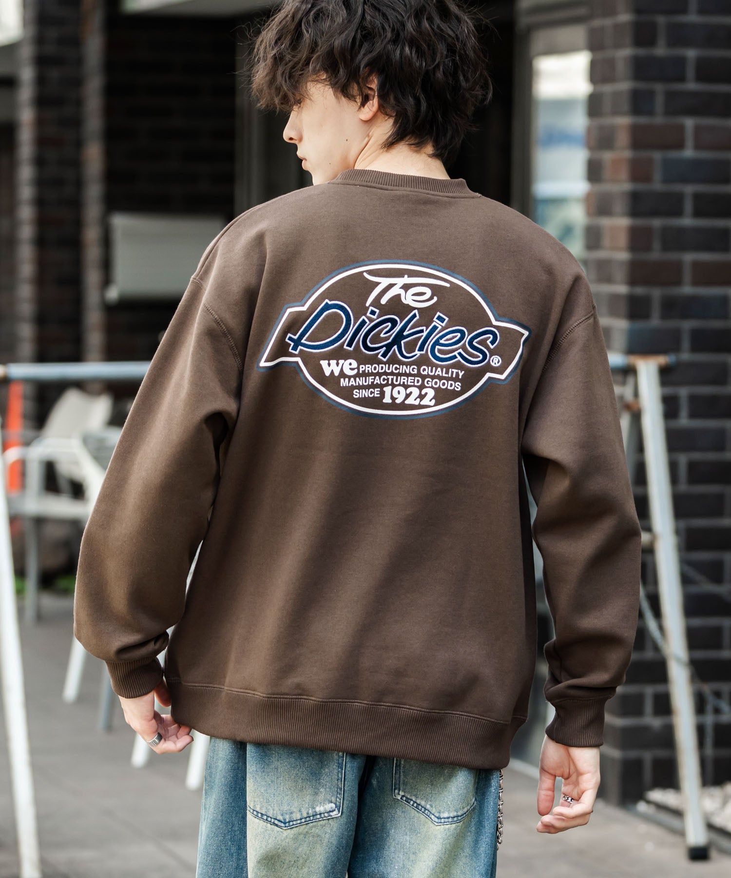 ロッキーモンロー Rocky Monroe Dickies スウェット トレーナー 裏起毛 メンズ レディース ロゴ 刺繍 ワンポイント バックプリント オーバーサイズ リラックス カジュアル 14886 (B-19.オートミール) B-19.オートミール