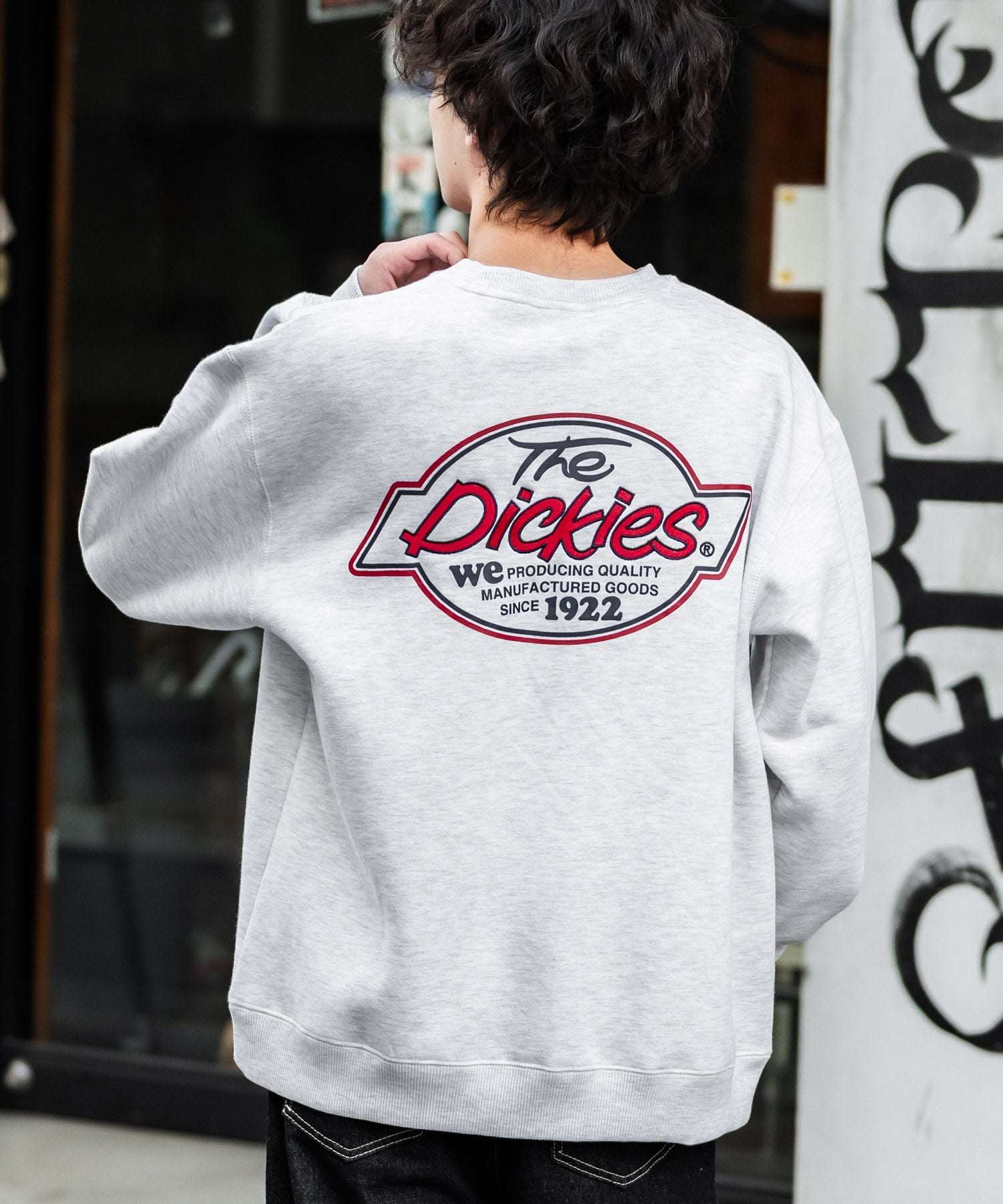 ロッキーモンロー Rocky Monroe Dickies スウェット トレーナー 裏起毛 メンズ レディース ロゴ 刺繍 ワンポイント バックプリント オーバーサイズ リラックス カジュアル 14886 (B-19.オートミール) B-19.オートミール