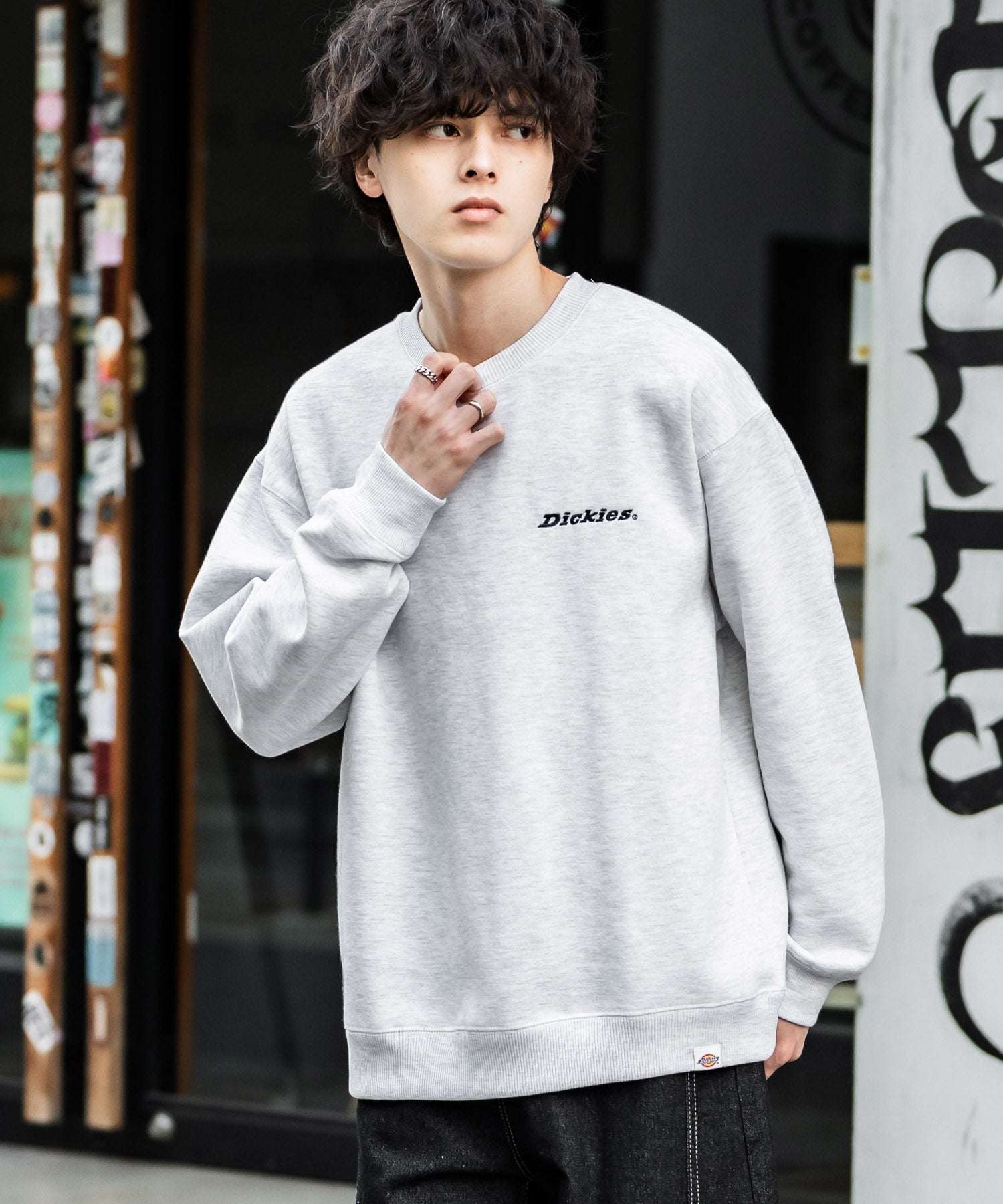 ロッキーモンロー Rocky Monroe Dickies スウェット トレーナー 裏起毛 メンズ レディース ロゴ 刺繍 ワンポイント バックプリント オーバーサイズ リラックス カジュアル 14886 (B-19.オートミール) B-19.オートミール