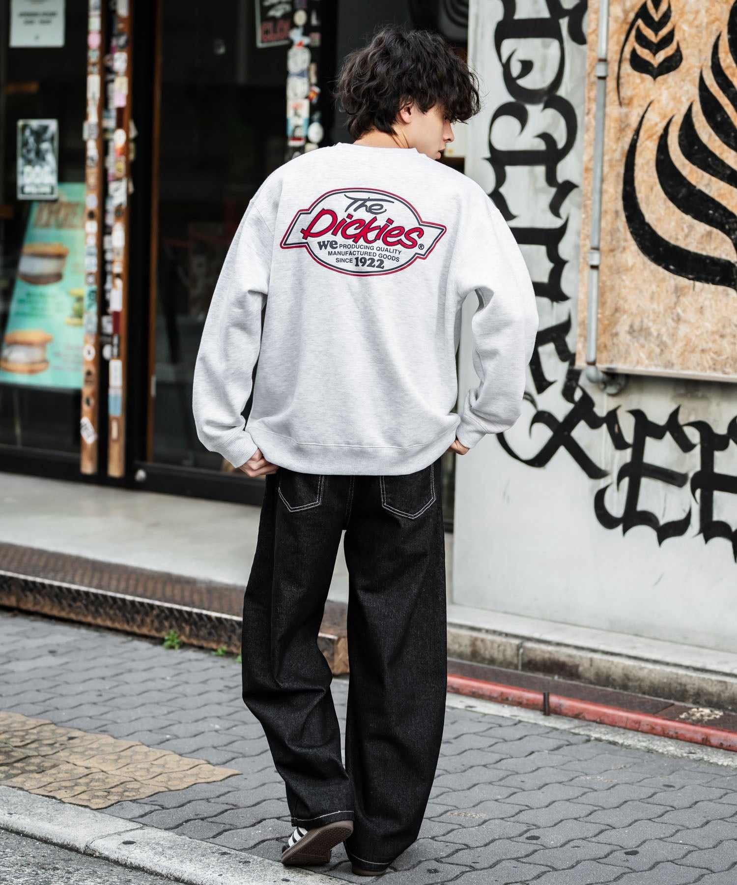 ロッキーモンロー Rocky Monroe Dickies スウェット トレーナー 裏起毛 メンズ レディース ロゴ 刺繍 ワンポイント バックプリント オーバーサイズ リラックス カジュアル 14886 (B-19.オートミール) B-19.オートミール