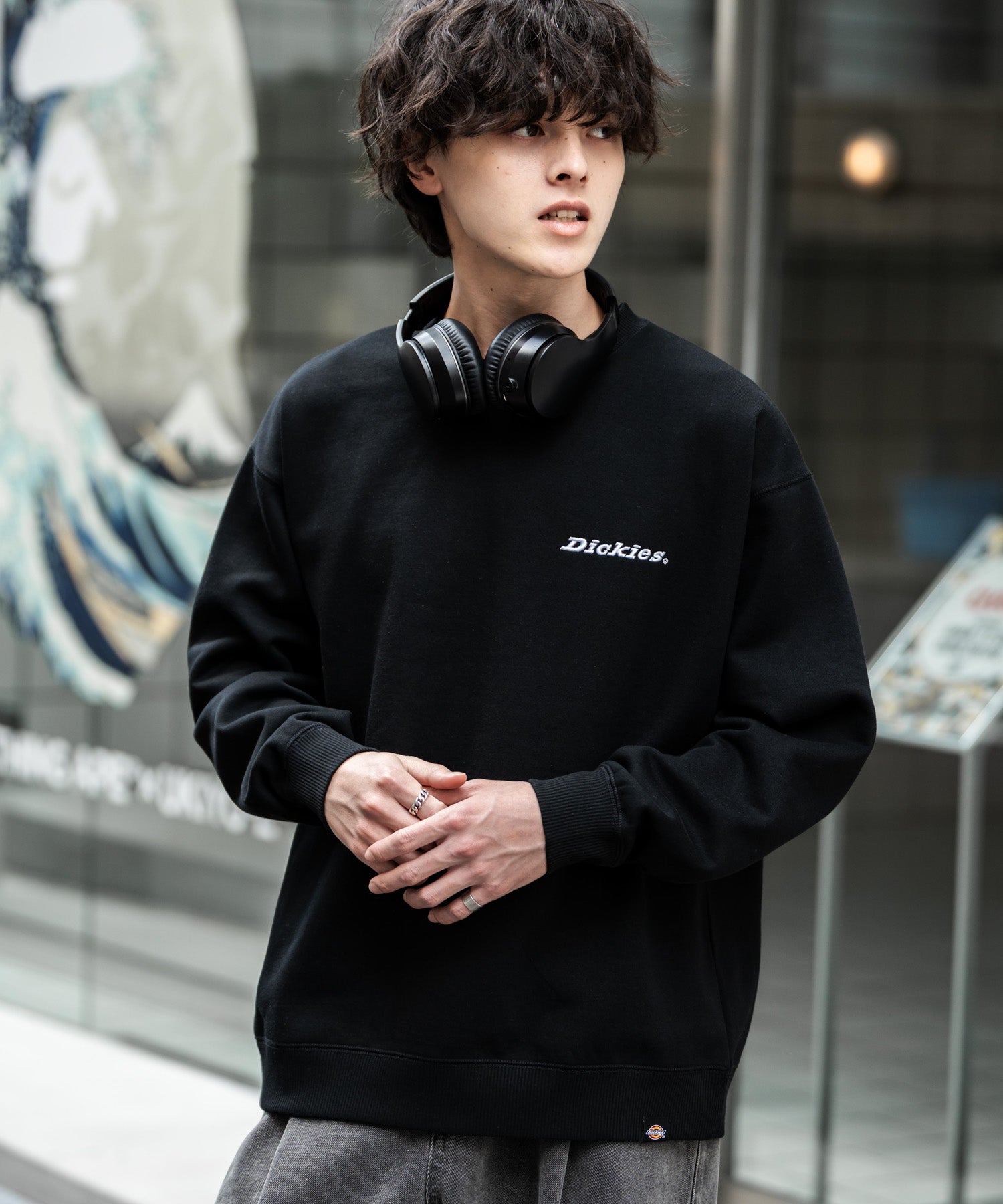 ロッキーモンロー Rocky Monroe Dickies スウェット トレーナー 裏起毛 メンズ レディース ロゴ 刺繍 ワンポイント バックプリント オーバーサイズ リラックス カジュアル 14886 (B-19.オートミール) B-19.オートミール