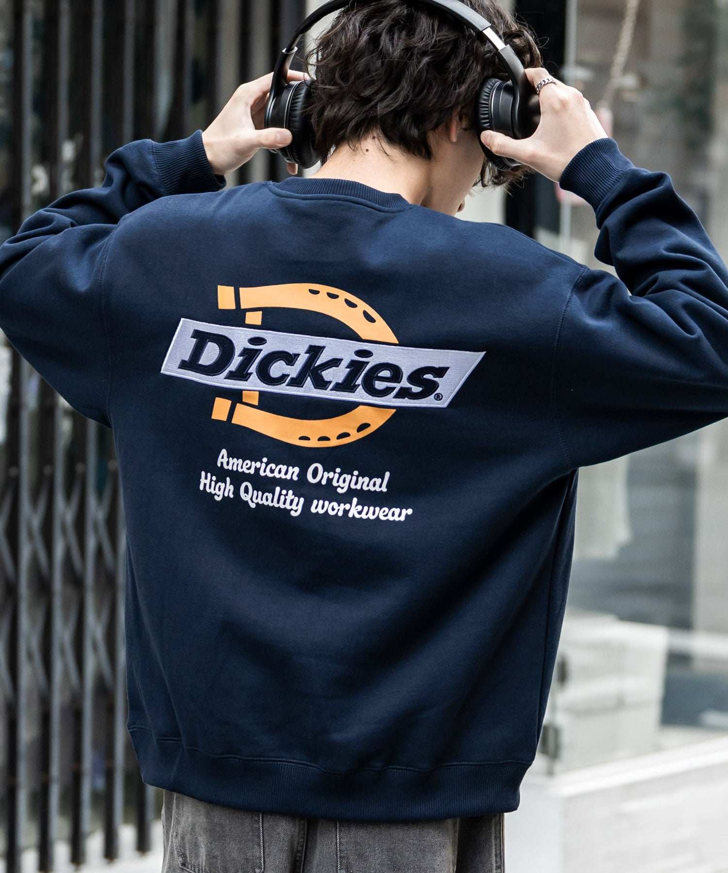 ロッキーモンロー Rocky Monroe Dickies スウェット トレーナー 裏起毛 メンズ レディース ロゴ 刺繍 ワンポイント バックプリント オーバーサイズ リラックス カジュアル 14886 (B-67.ネイビー) B-67.ネイビー