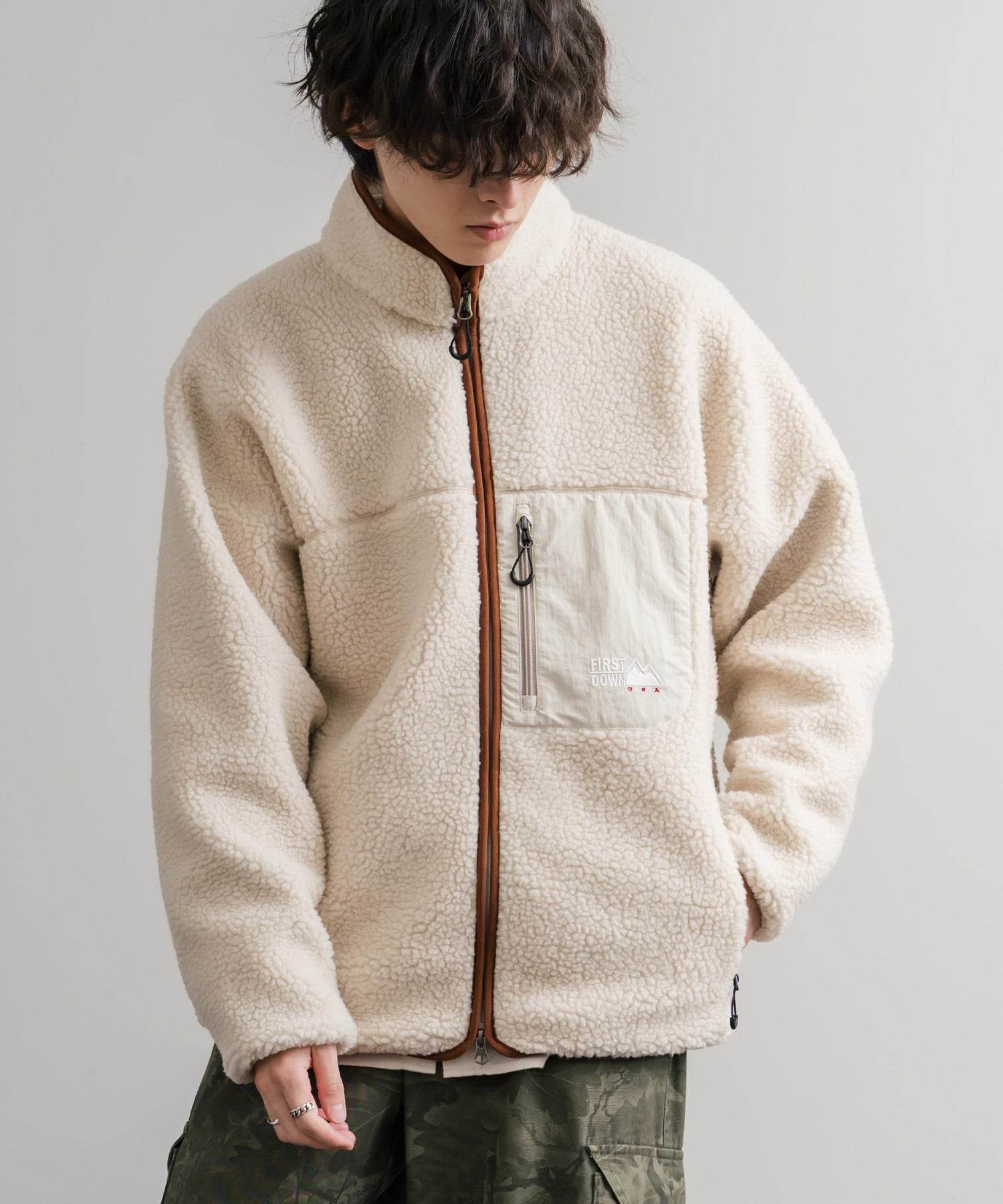 ロッキーモンロー Rocky Monroe FIRST DOWN ファーストダウン ボアジャケット フリース メンズ レディース アウター ブルゾン ラグラン タンブリングボア F942021 14981 (80.パープル) 80.パープル