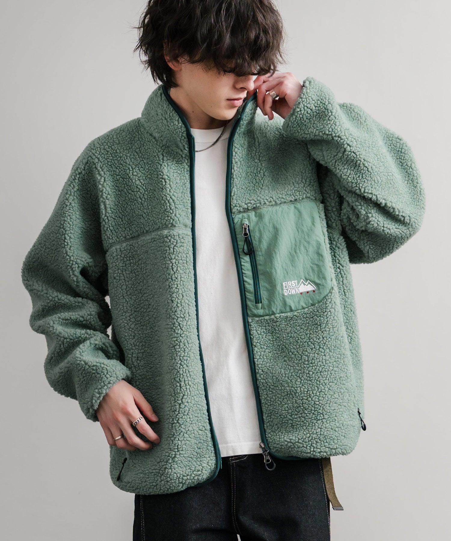 ロッキーモンロー Rocky Monroe FIRST DOWN ファーストダウン ボアジャケット フリース メンズ レディース アウター ブルゾン ラグラン タンブリングボア F942021 14981 (80.パープル) 80.パープル