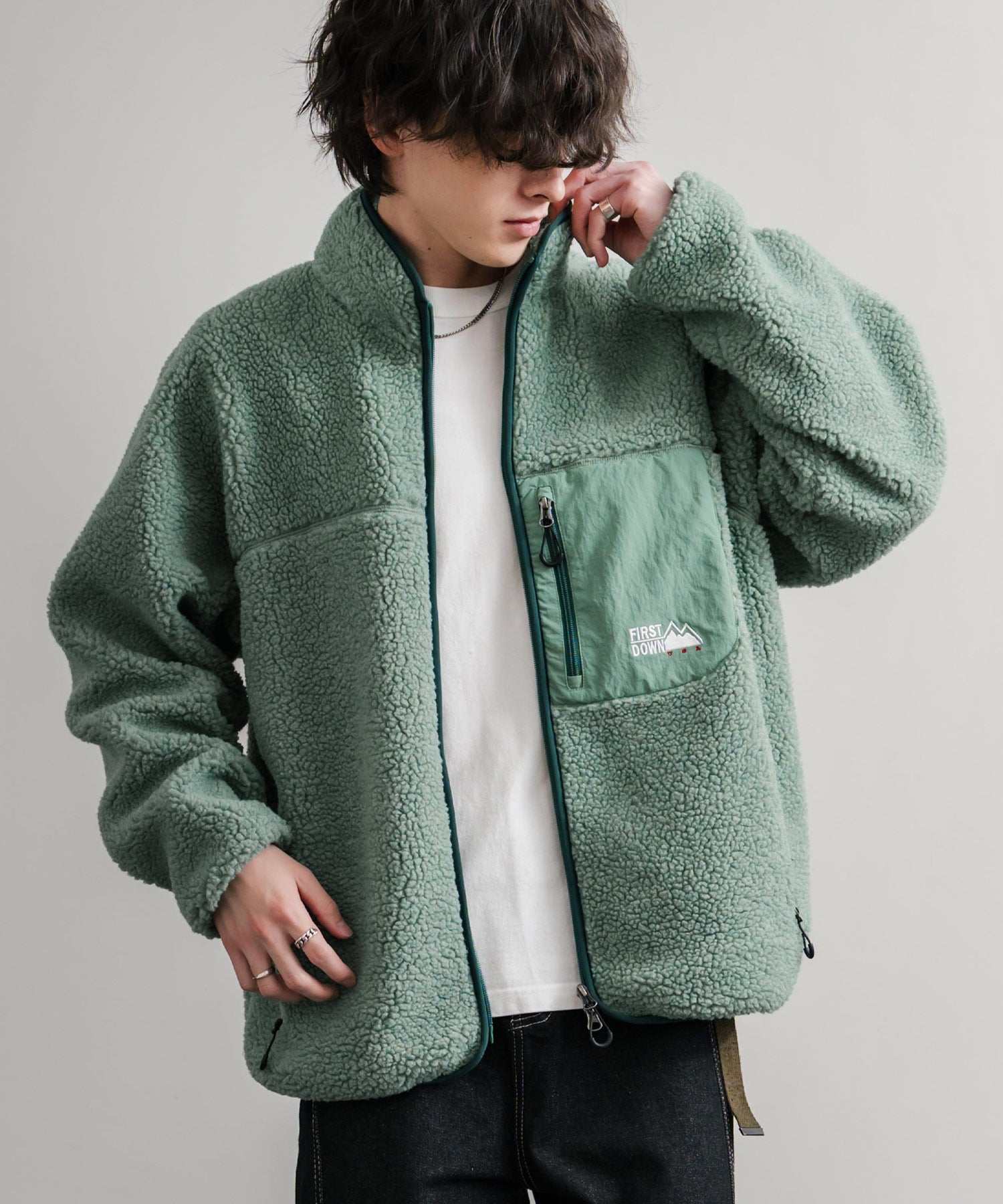 ロッキーモンロー Rocky Monroe FIRST DOWN ファーストダウン ボアジャケット フリース メンズ レディース アウター ブルゾン ラグラン タンブリングボア F942021 14981 (80.パープル) 80.パープル