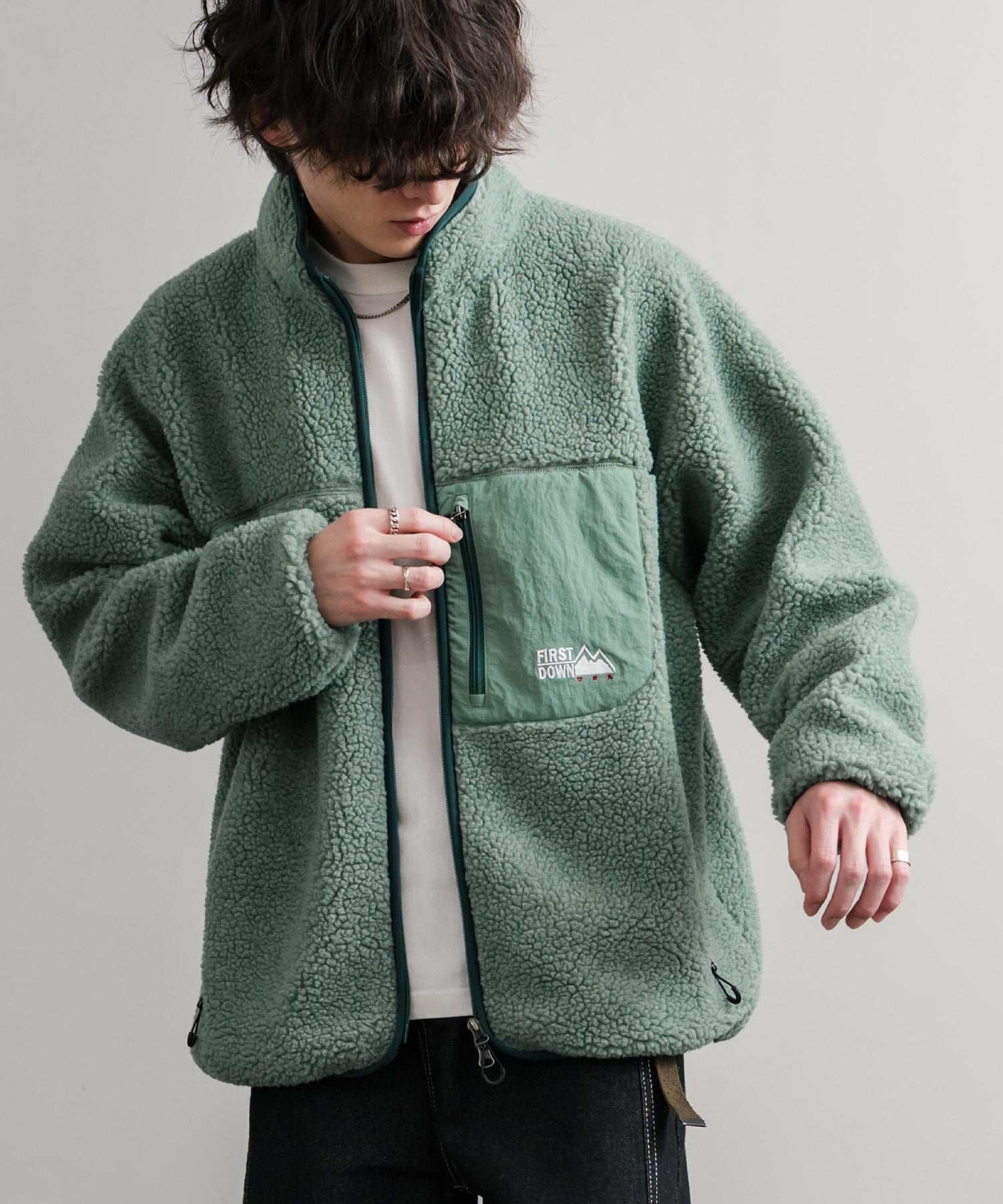 ロッキーモンロー Rocky Monroe FIRST DOWN ファーストダウン ボアジャケット フリース メンズ レディース アウター ブルゾン ラグラン タンブリングボア F942021 14981 (80.パープル) 80.パープル