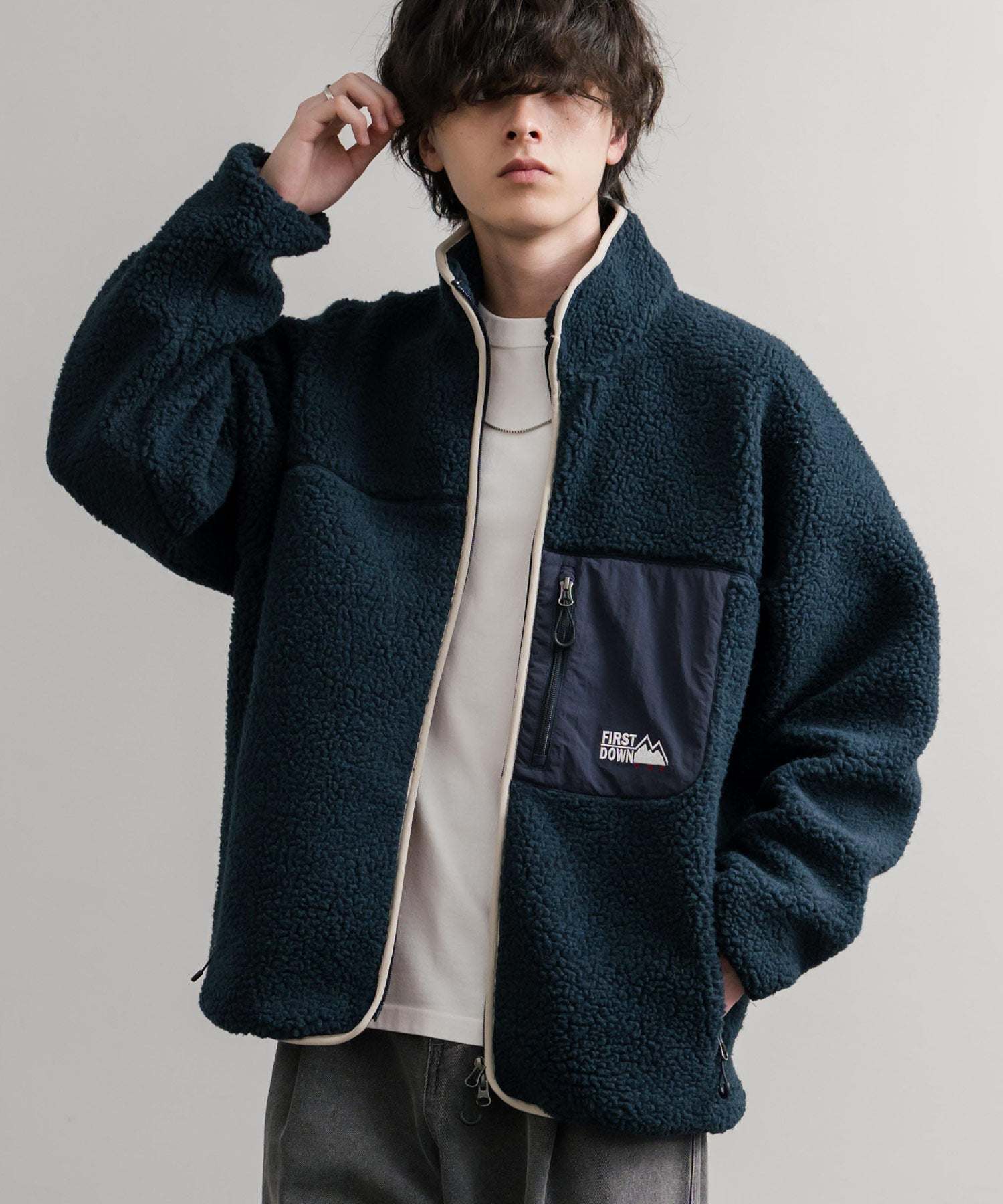 ロッキーモンロー Rocky Monroe FIRST DOWN ファーストダウン ボアジャケット フリース メンズ レディース アウター ブルゾン ラグラン タンブリングボア F942021 14981 (80.パープル) 80.パープル