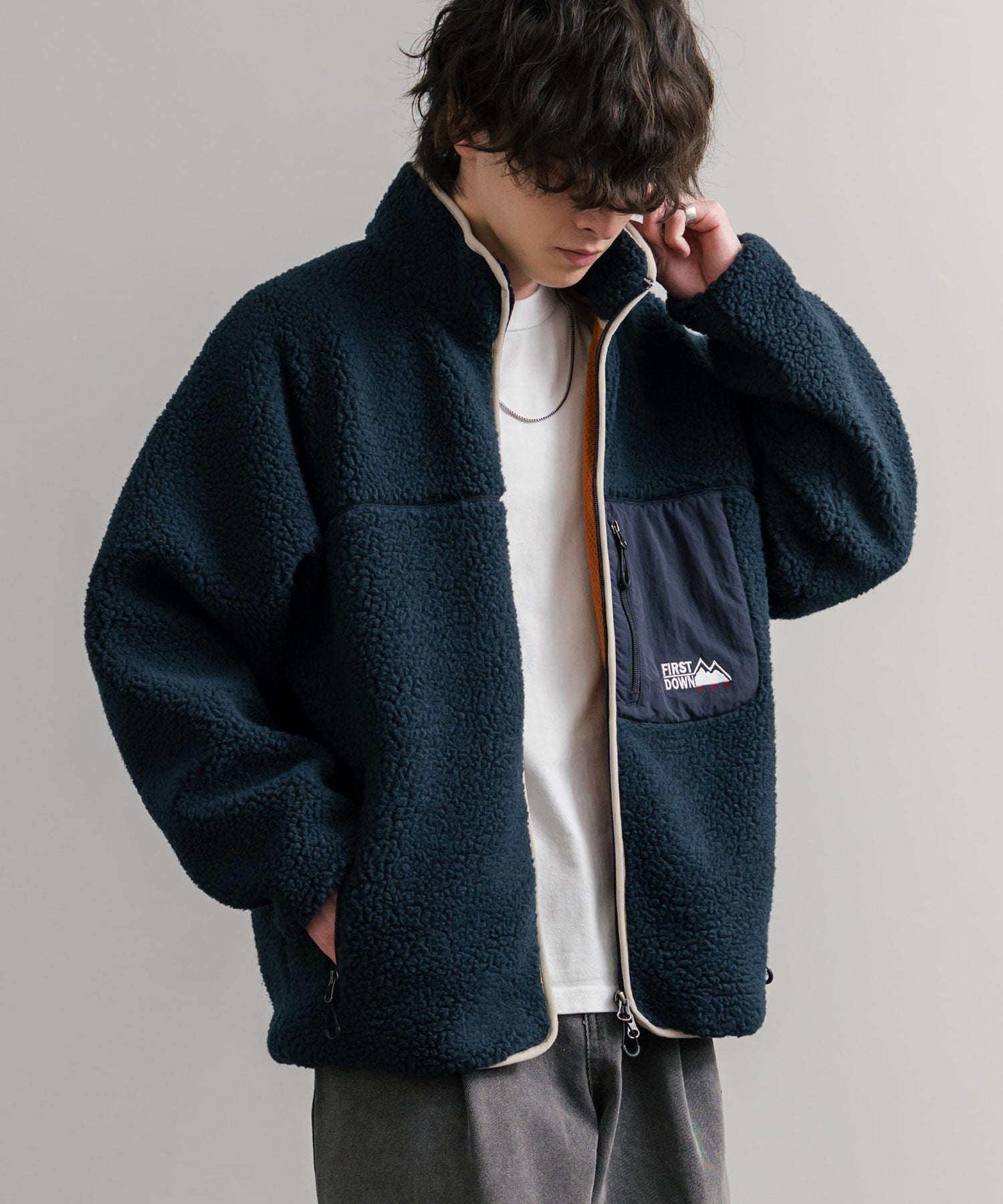 ロッキーモンロー Rocky Monroe FIRST DOWN ファーストダウン ボアジャケット フリース メンズ レディース アウター ブルゾン ラグラン タンブリングボア F942021 14981 (80.パープル) 80.パープル