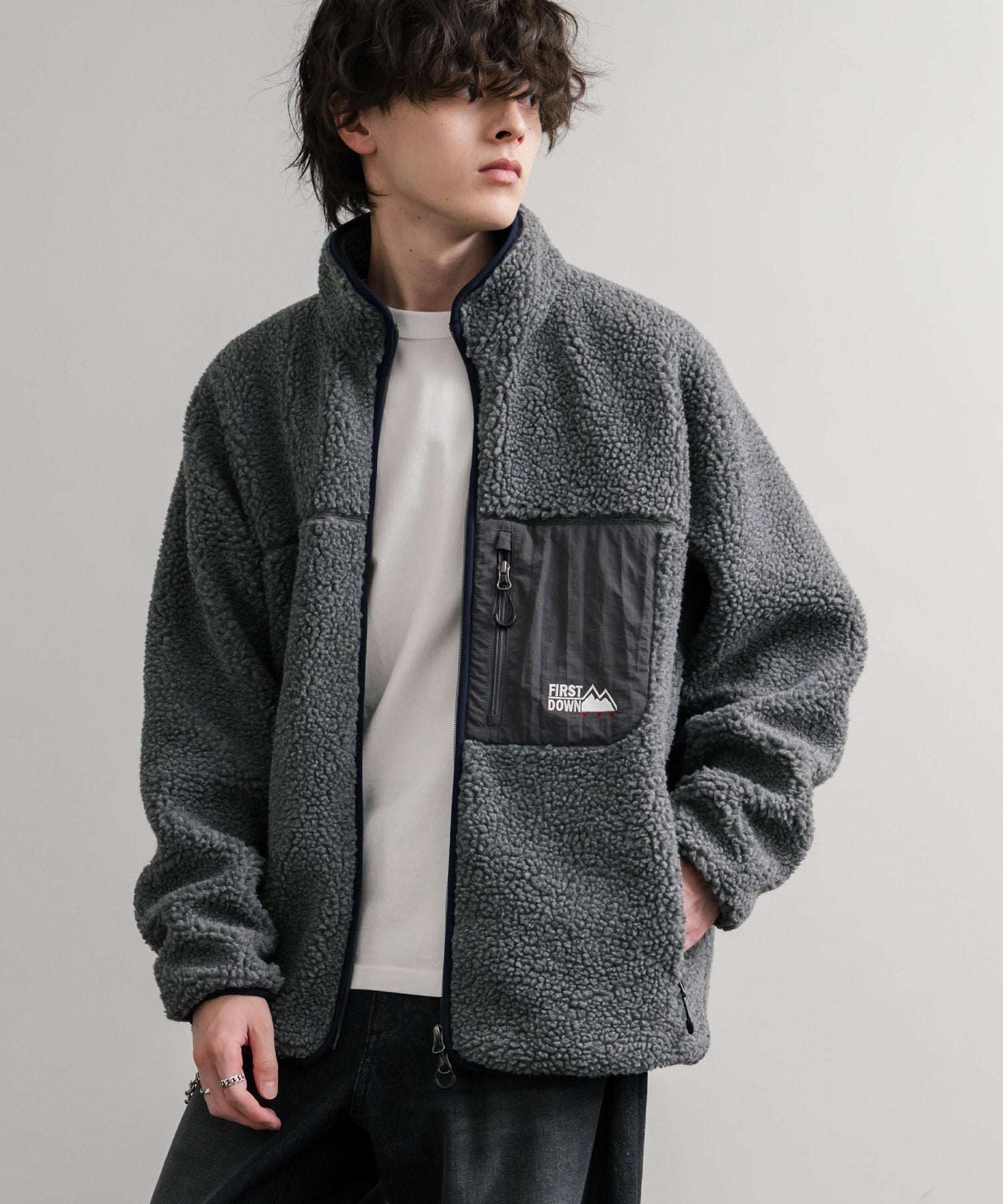 ロッキーモンロー Rocky Monroe FIRST DOWN ファーストダウン ボアジャケット フリース メンズ レディース アウター ブルゾン ラグラン タンブリングボア F942021 14981 (80.パープル) 80.パープル