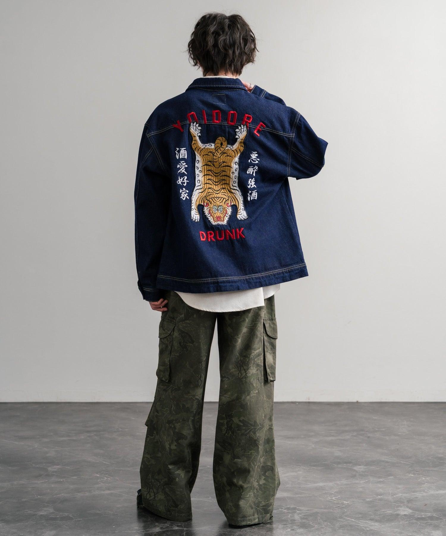 ロッキーモンロー Rocky Monroe デニムジャケット YOIDORE 酔いどれ チベタン 刺繍 メンズ レディース アウター ブルゾン Gジャン ワーク ヴィンテージ インディゴ 14888 (33.ライトインディゴ) 33.ライトインディゴ