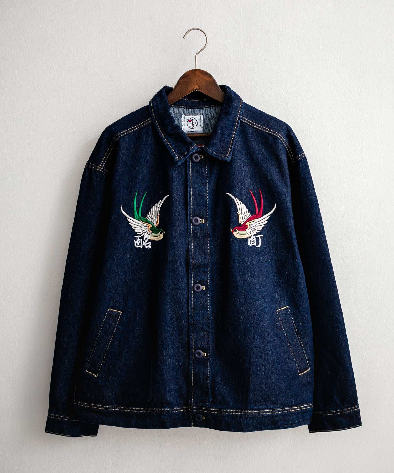 ロッキーモンロー Rocky Monroe デニムジャケット YOIDORE 酔いどれ チベタン 刺繍 メンズ レディース アウター ブルゾン Gジャン ワーク ヴィンテージ インディゴ 14888 (33.ライトインディゴ) 33.ライトインディゴ
