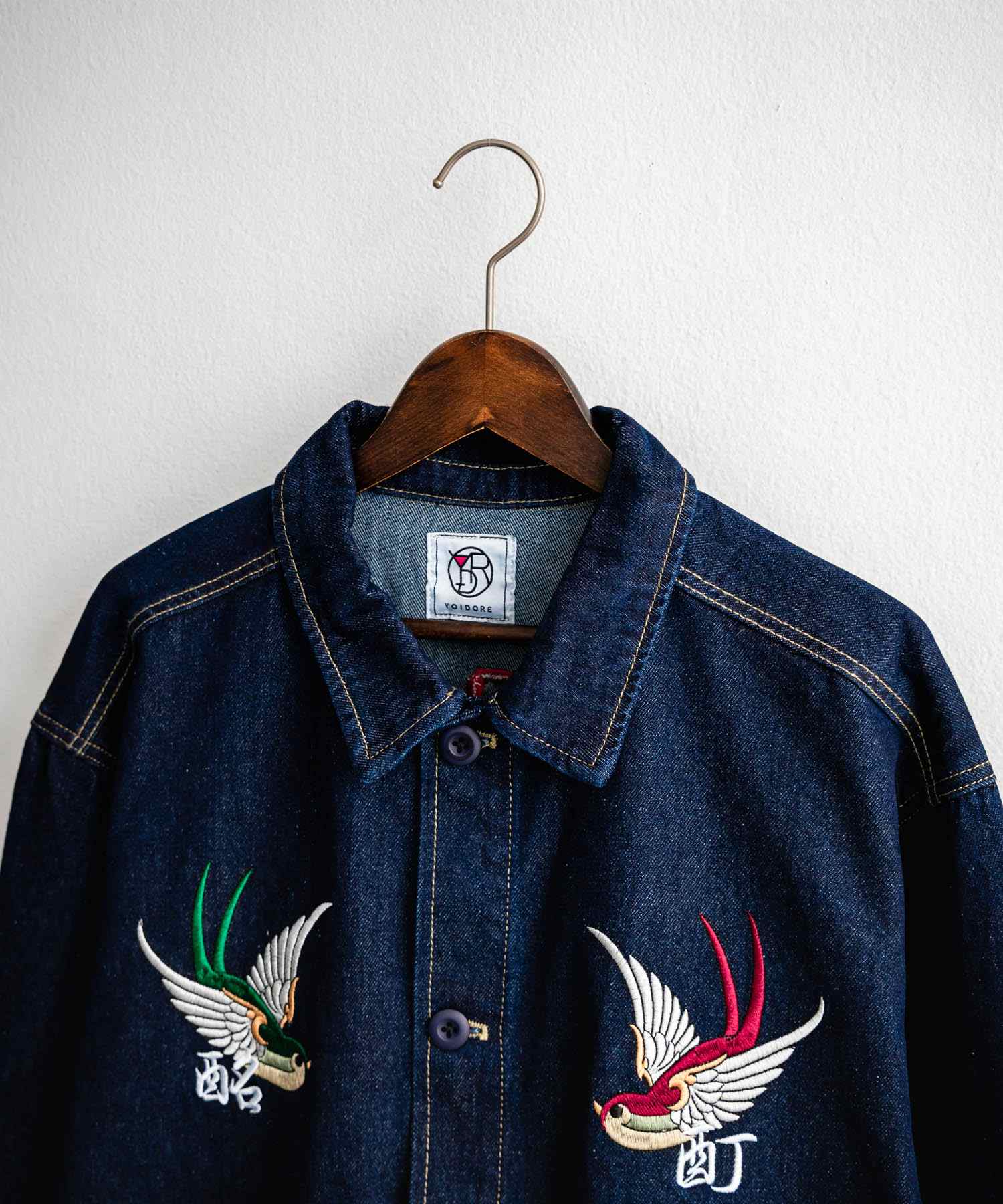 ロッキーモンロー Rocky Monroe デニムジャケット YOIDORE 酔いどれ チベタン 刺繍 メンズ レディース アウター ブルゾン Gジャン ワーク ヴィンテージ インディゴ 14888 (33.ライトインディゴ) 33.ライトインディゴ