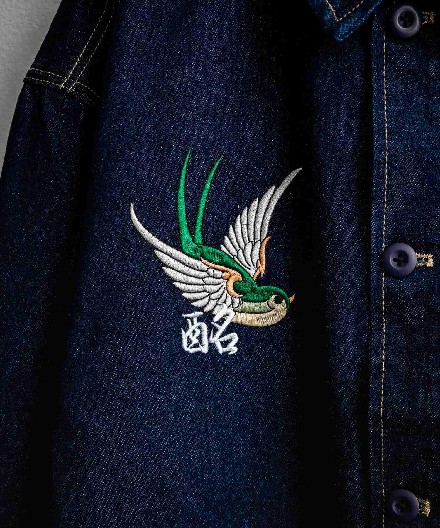 ロッキーモンロー Rocky Monroe デニムジャケット YOIDORE 酔いどれ チベタン 刺繍 メンズ レディース アウター ブルゾン Gジャン ワーク ヴィンテージ インディゴ 14888 (33.ライトインディゴ) 33.ライトインディゴ