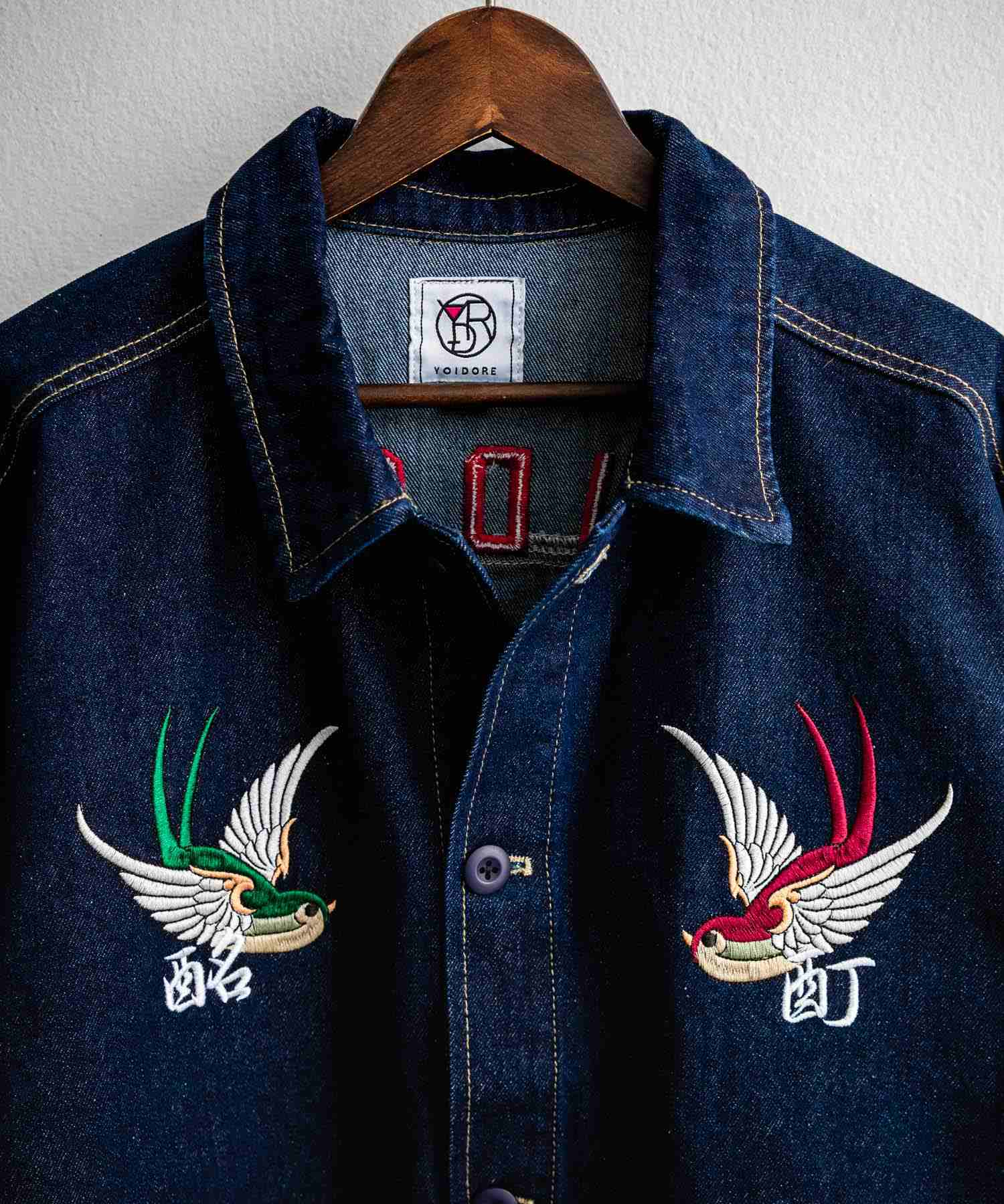 ロッキーモンロー Rocky Monroe デニムジャケット YOIDORE 酔いどれ チベタン 刺繍 メンズ レディース アウター ブルゾン Gジャン ワーク ヴィンテージ インディゴ 14888 (33.ライトインディゴ) 33.ライトインディゴ