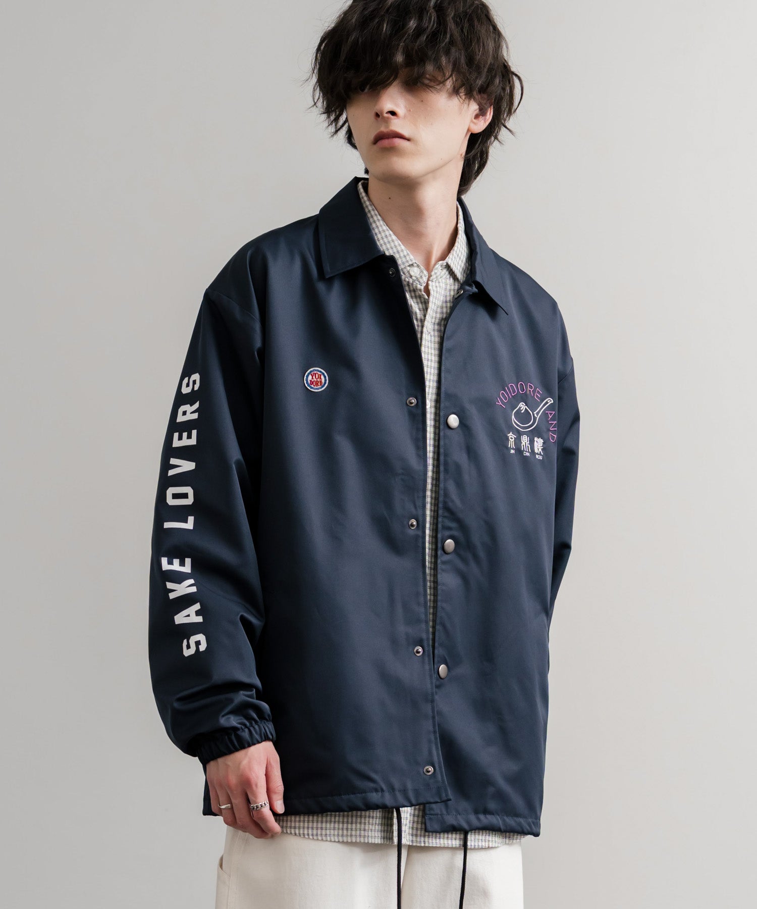 ロッキーモンロー Rocky Monroe コーチジャケット コラボ YOIDORE 京鼎樓 小籠包 ライトアウター ブルゾン メンズ レディース オーバーサイズ ビッグシルエット ルーズ 14889 (39.ネイビー) 39.ネイビー