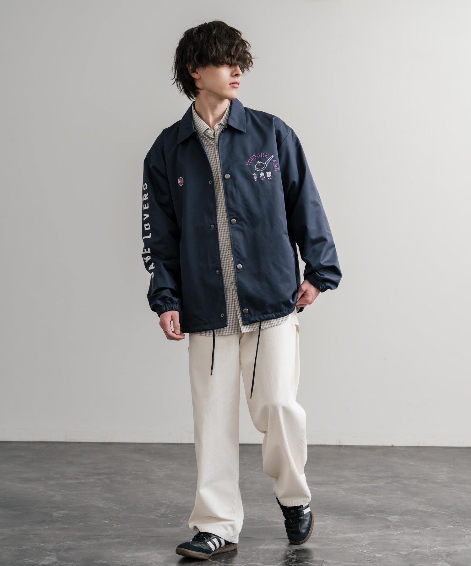 ロッキーモンロー Rocky Monroe コーチジャケット コラボ YOIDORE 京鼎樓 小籠包 ライトアウター ブルゾン メンズ レディース オーバーサイズ ビッグシルエット ルーズ 14889 (39.ネイビー) 39.ネイビー