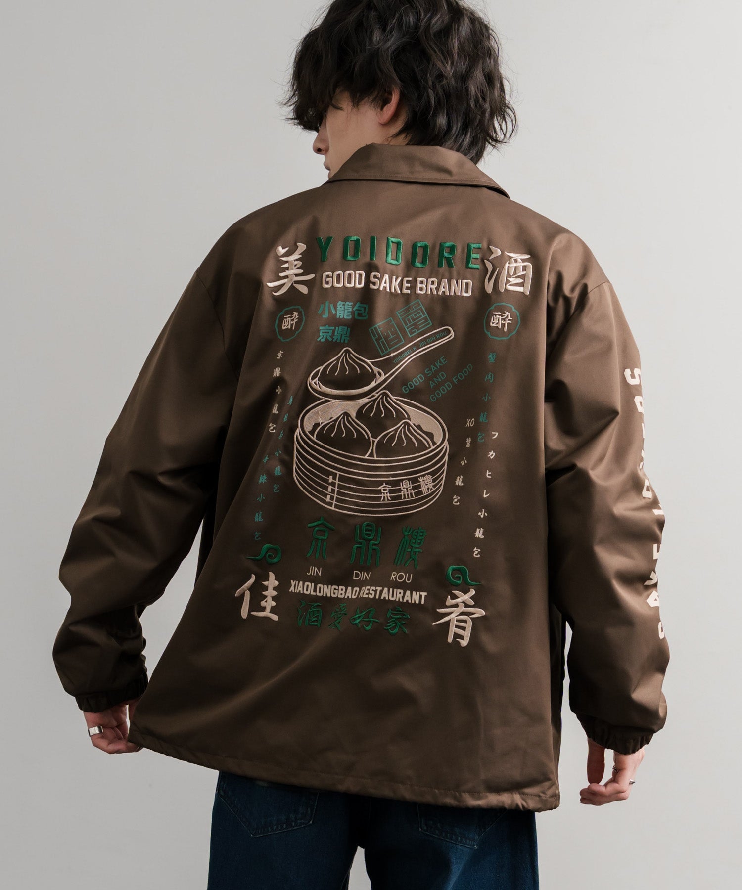 ロッキーモンロー Rocky Monroe コーチジャケット コラボ YOIDORE 京鼎樓 小籠包 ライトアウター ブルゾン メンズ レディース オーバーサイズ ビッグシルエット ルーズ 14889 (39.ネイビー) 39.ネイビー