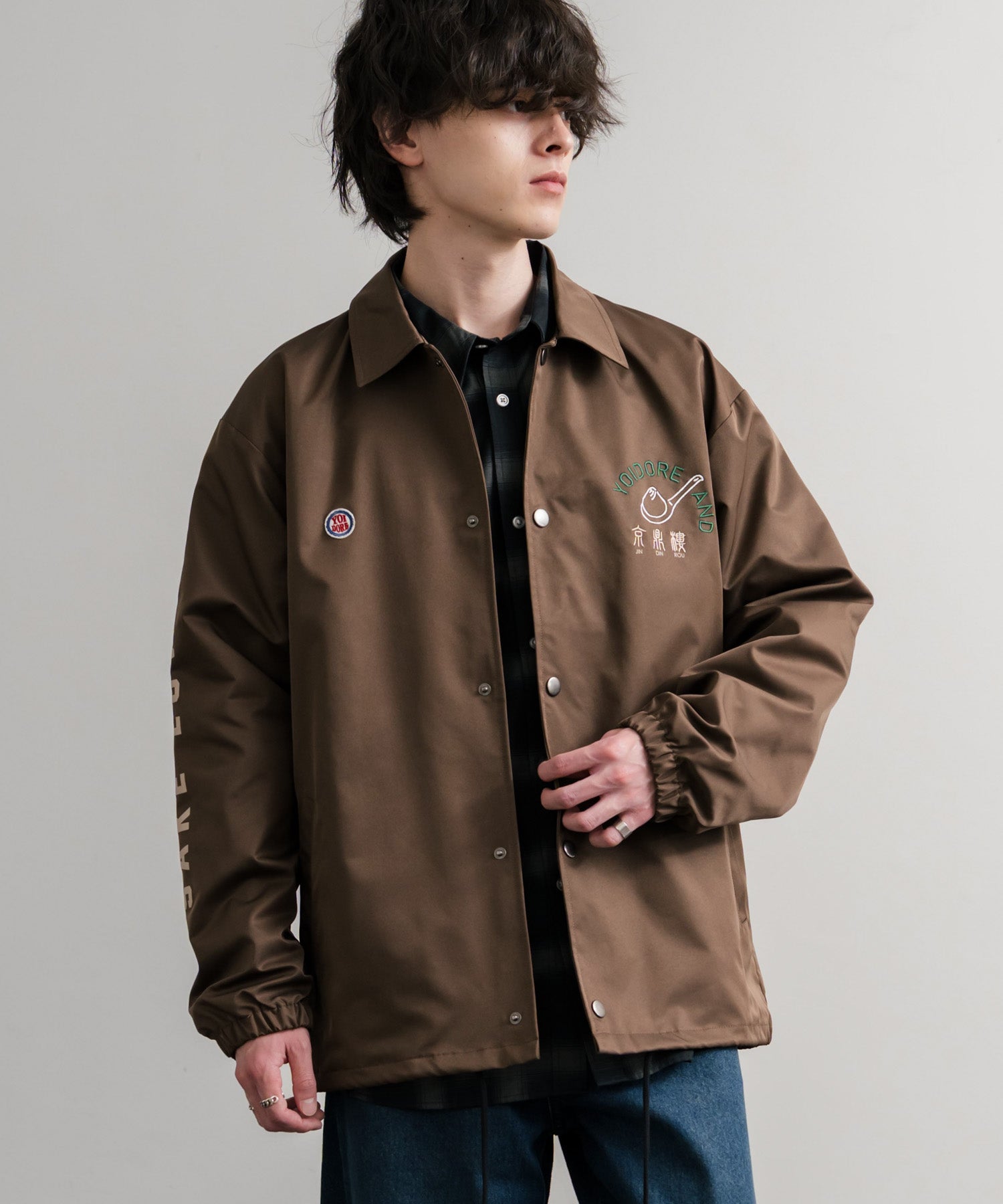 ロッキーモンロー Rocky Monroe コーチジャケット コラボ YOIDORE 京鼎樓 小籠包 ライトアウター ブルゾン メンズ レディース オーバーサイズ ビッグシルエット ルーズ 14889 (39.ネイビー) 39.ネイビー