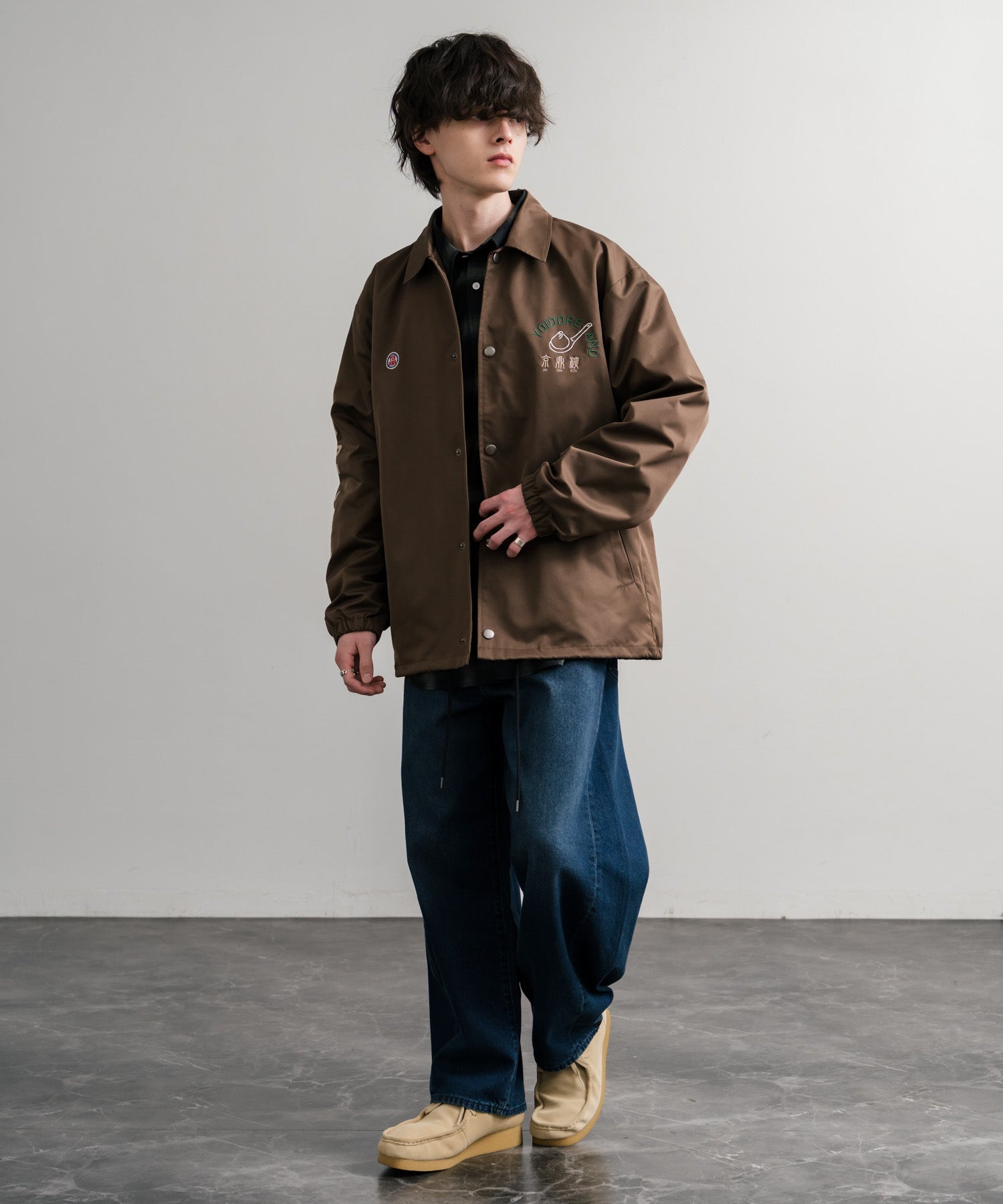 ロッキーモンロー Rocky Monroe コーチジャケット コラボ YOIDORE 京鼎樓 小籠包 ライトアウター ブルゾン メンズ レディース オーバーサイズ ビッグシルエット ルーズ 14889 (39.ネイビー) 39.ネイビー