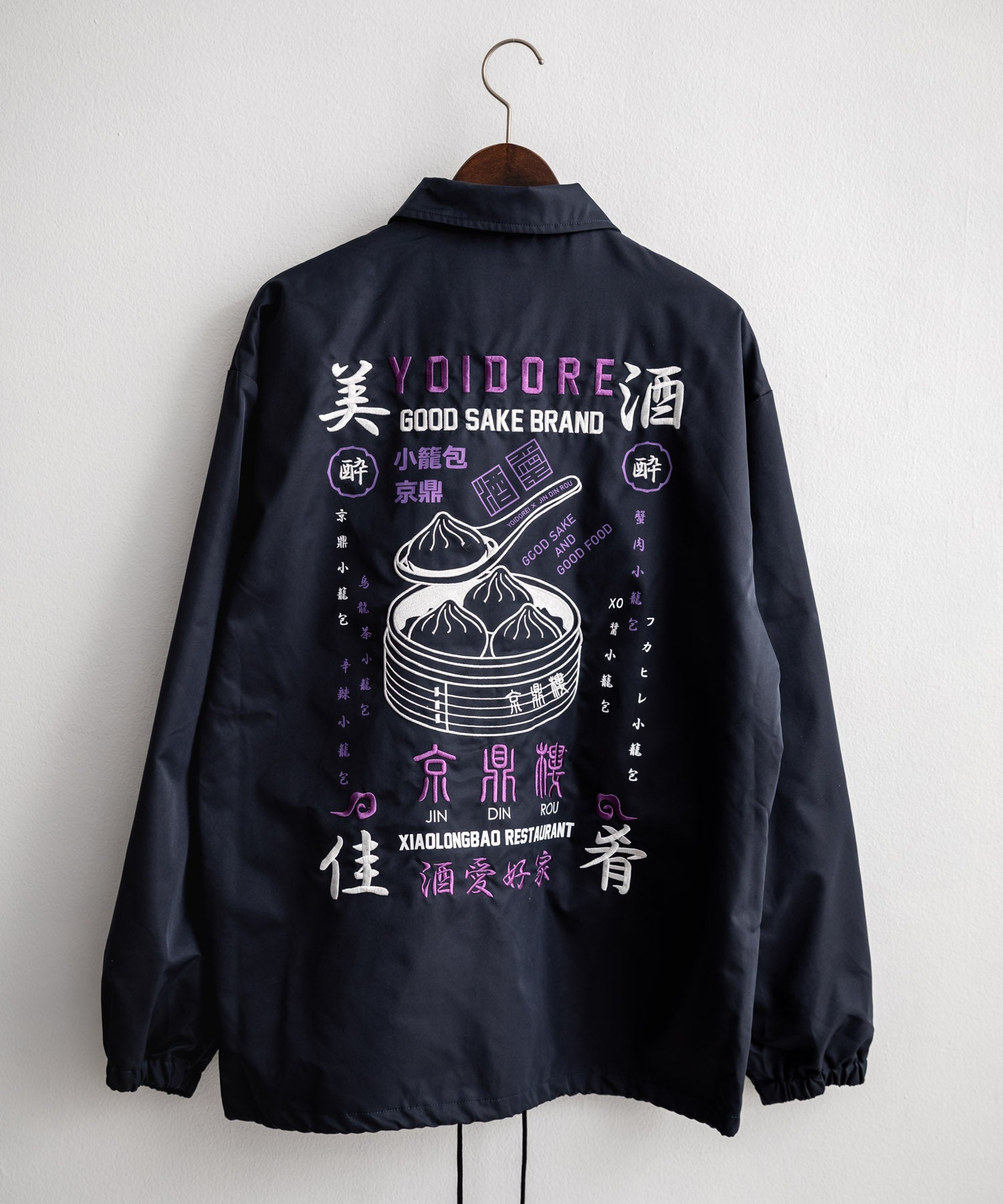 ロッキーモンロー Rocky Monroe コーチジャケット コラボ YOIDORE 京鼎樓 小籠包 ライトアウター ブルゾン メンズ レディース オーバーサイズ ビッグシルエット ルーズ 14889 (39.ネイビー) 39.ネイビー