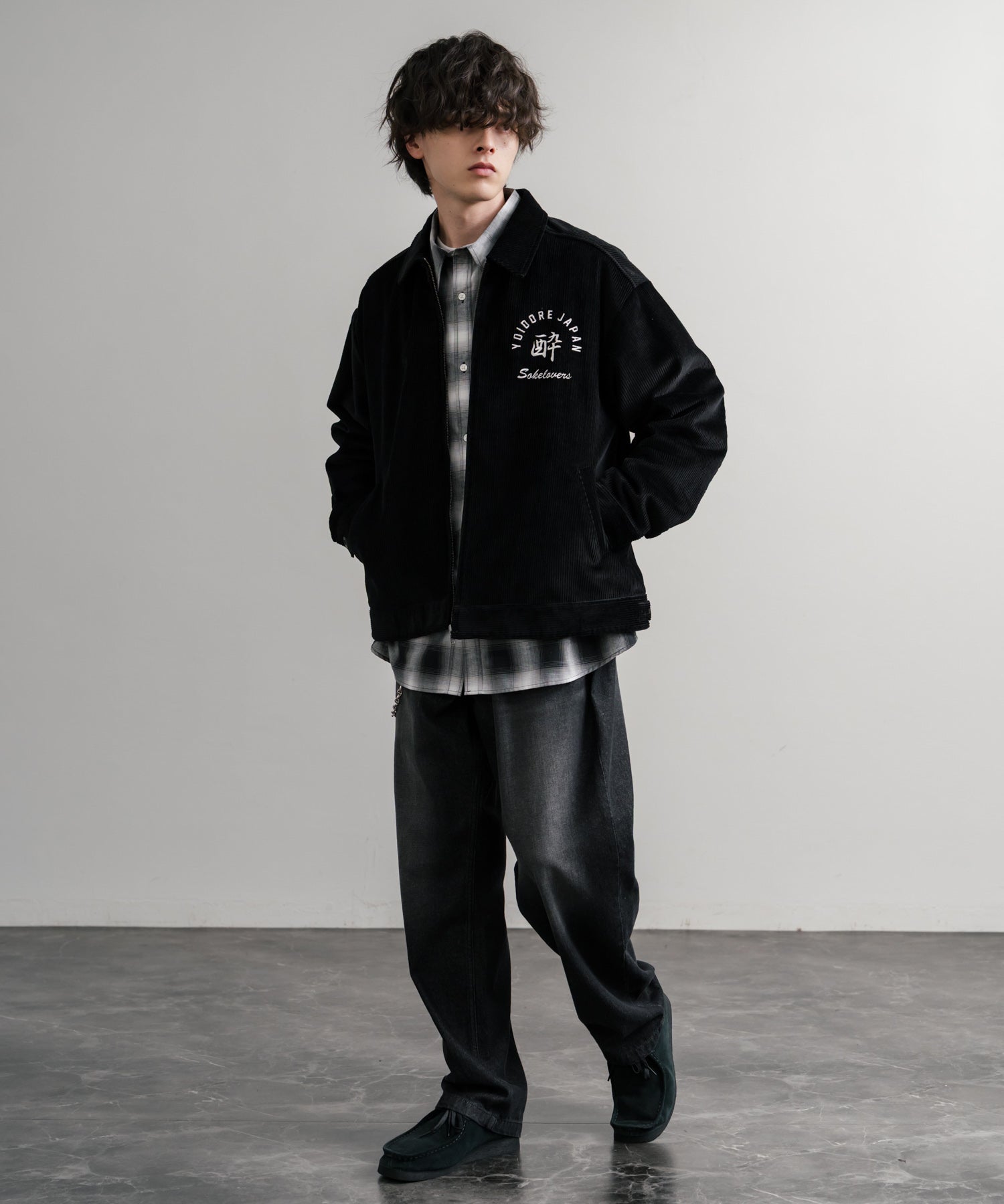 ロッキーモンロー Rocky Monroe コーデュロイジャケット YOIDORE 酔いどれ 刺繍 メンズ レディース ブルゾン ワーク カジュアル アメカジ 古着 オーバーサイズ リラックス 14891 (99.ブラック) 99.ブラック