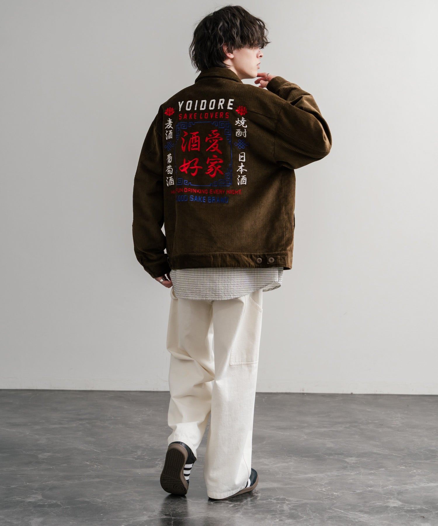 ロッキーモンロー Rocky Monroe コーデュロイジャケット YOIDORE 酔いどれ 刺繍 メンズ レディース ブルゾン ワーク カジュアル アメカジ 古着 オーバーサイズ リラックス 14891 (99.ブラック) 99.ブラック