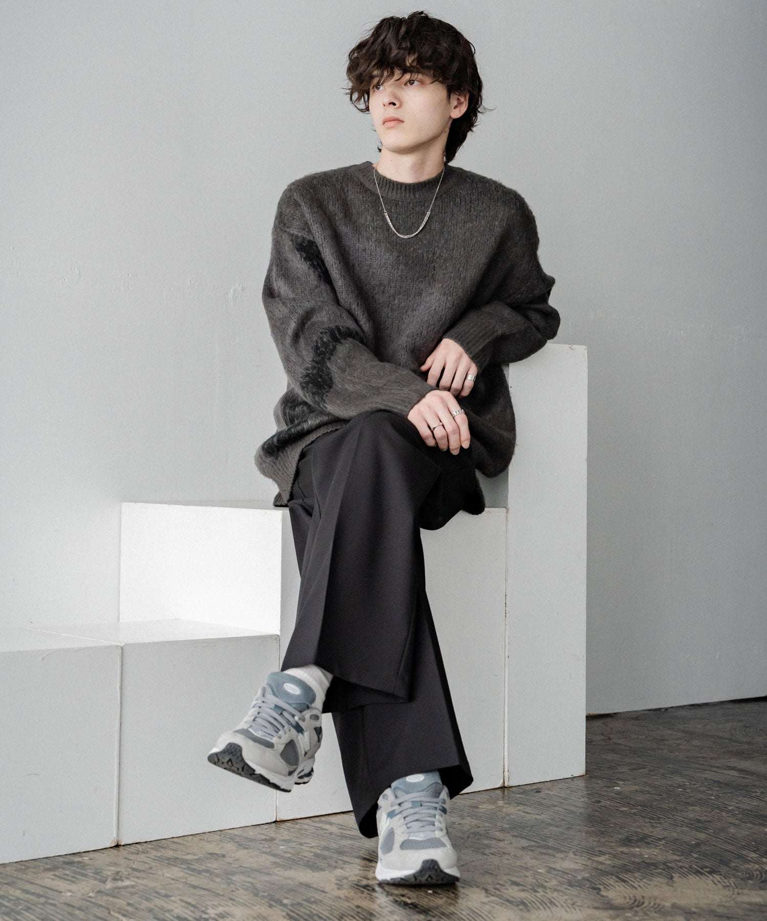 ロッキーモンロー Rocky Monroe ワイドスラックス セミワイド メンズ イージー ストレート 2タック ストレッチ センタープレス 無地 ピンストライプ リラックス ゆったり カジュアル 15248 (ブラウン) ブラウン