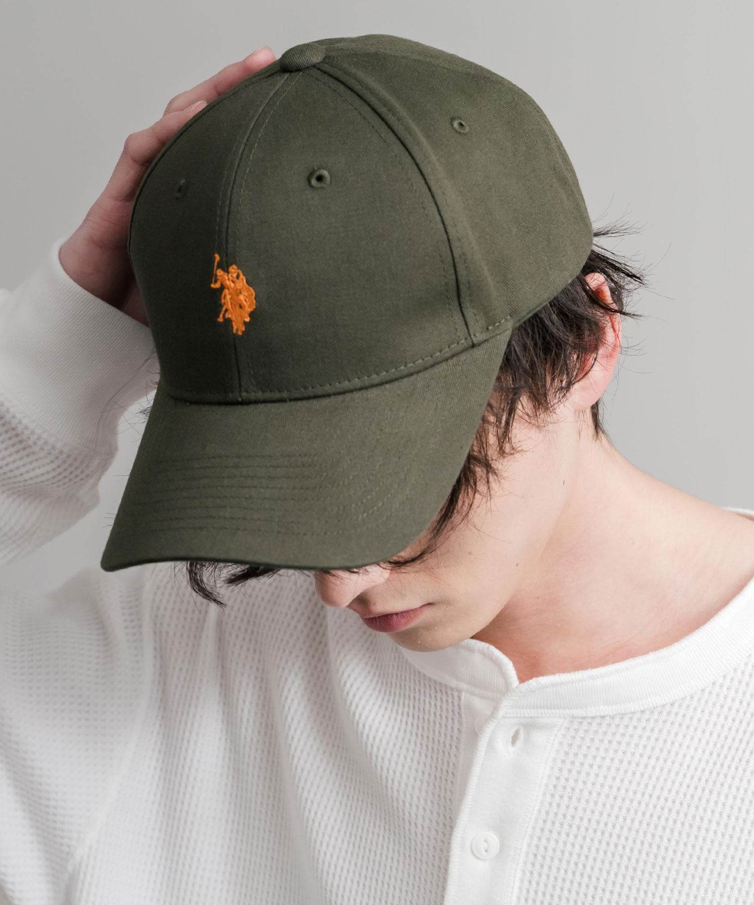 ロッキーモンロー Rocky Monroe U.S. POLO ASSN. ユーエスポロアッスン ベースボールキャップ ローキャップ メンズ レディース ツイル 帽子 無地 ロゴ 刺繍 15598 (ベージュ×ネイビー) ベージュ×ネイビー