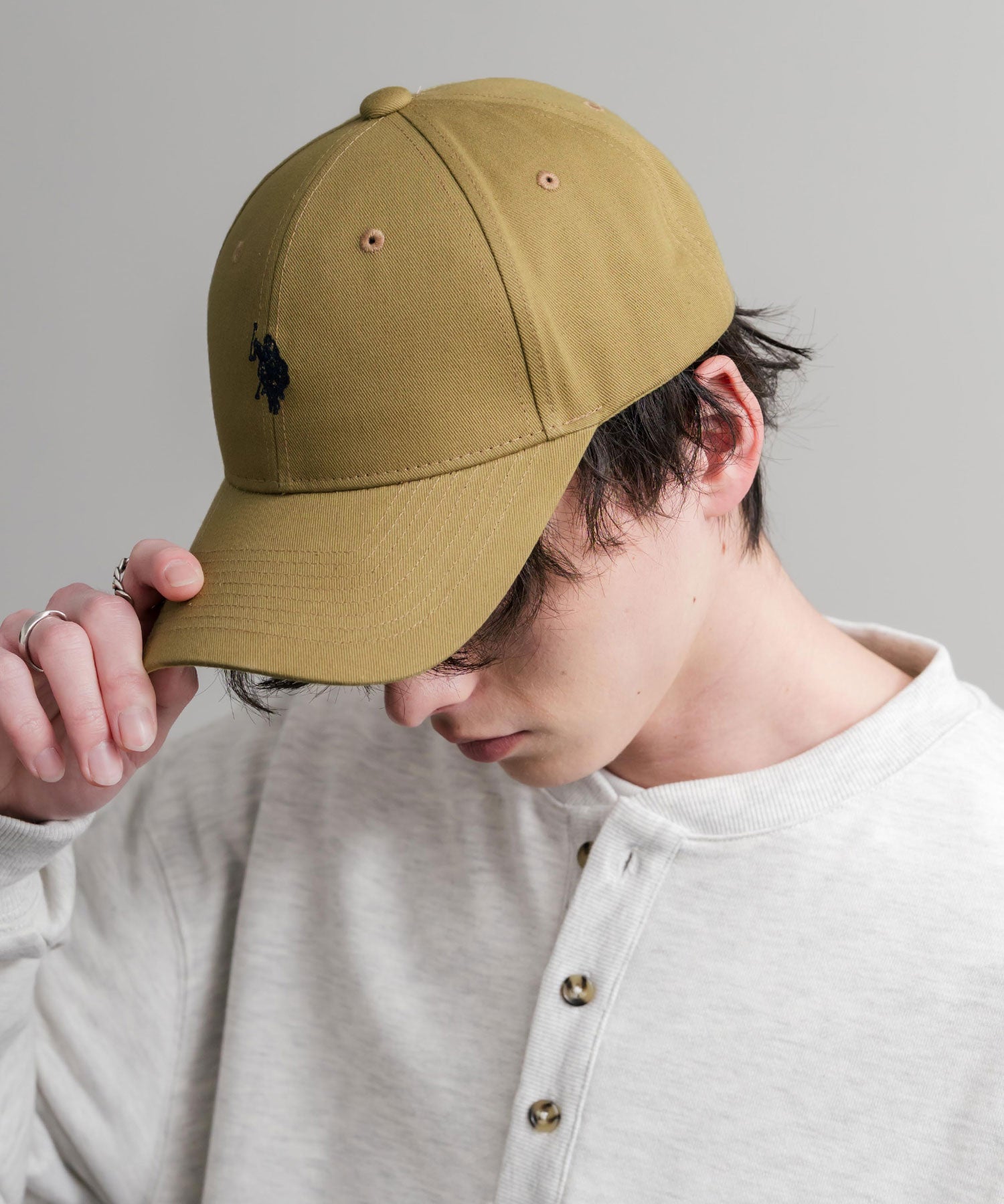 ロッキーモンロー Rocky Monroe U.S. POLO ASSN. ユーエスポロアッスン ベースボールキャップ ローキャップ メンズ レディース ツイル 帽子 無地 ロゴ 刺繍 15598 (ベージュ×ネイビー) ベージュ×ネイビー