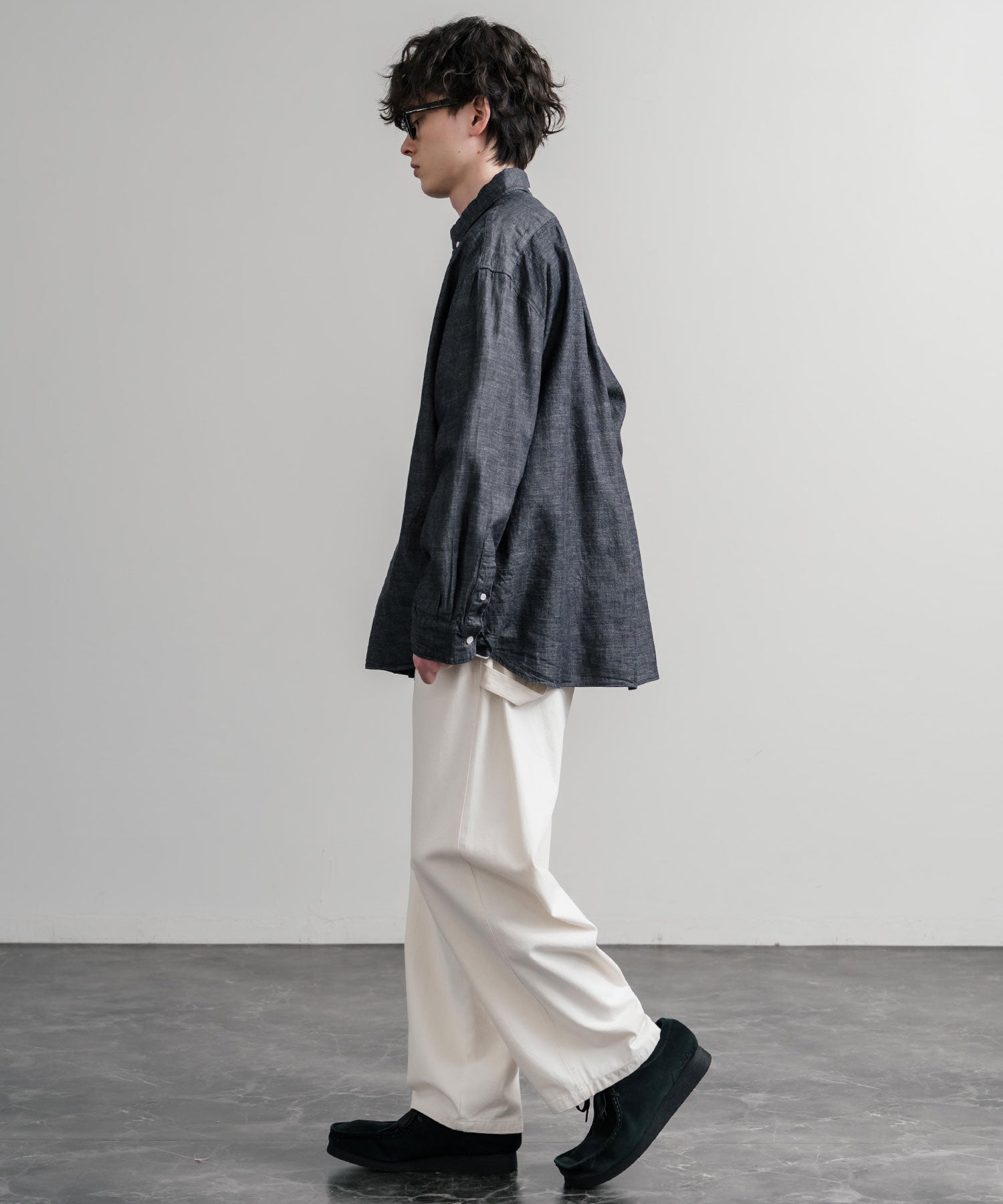 ロッキーモンロー Rocky Monroe デニムシャツ 長袖 ボタンダウン メンズ レディース ボクシーAライン 備中備後 6オンス 日本製 Upscape Audience AUD6703 15608 (ダークインディゴ) ダークインディゴ