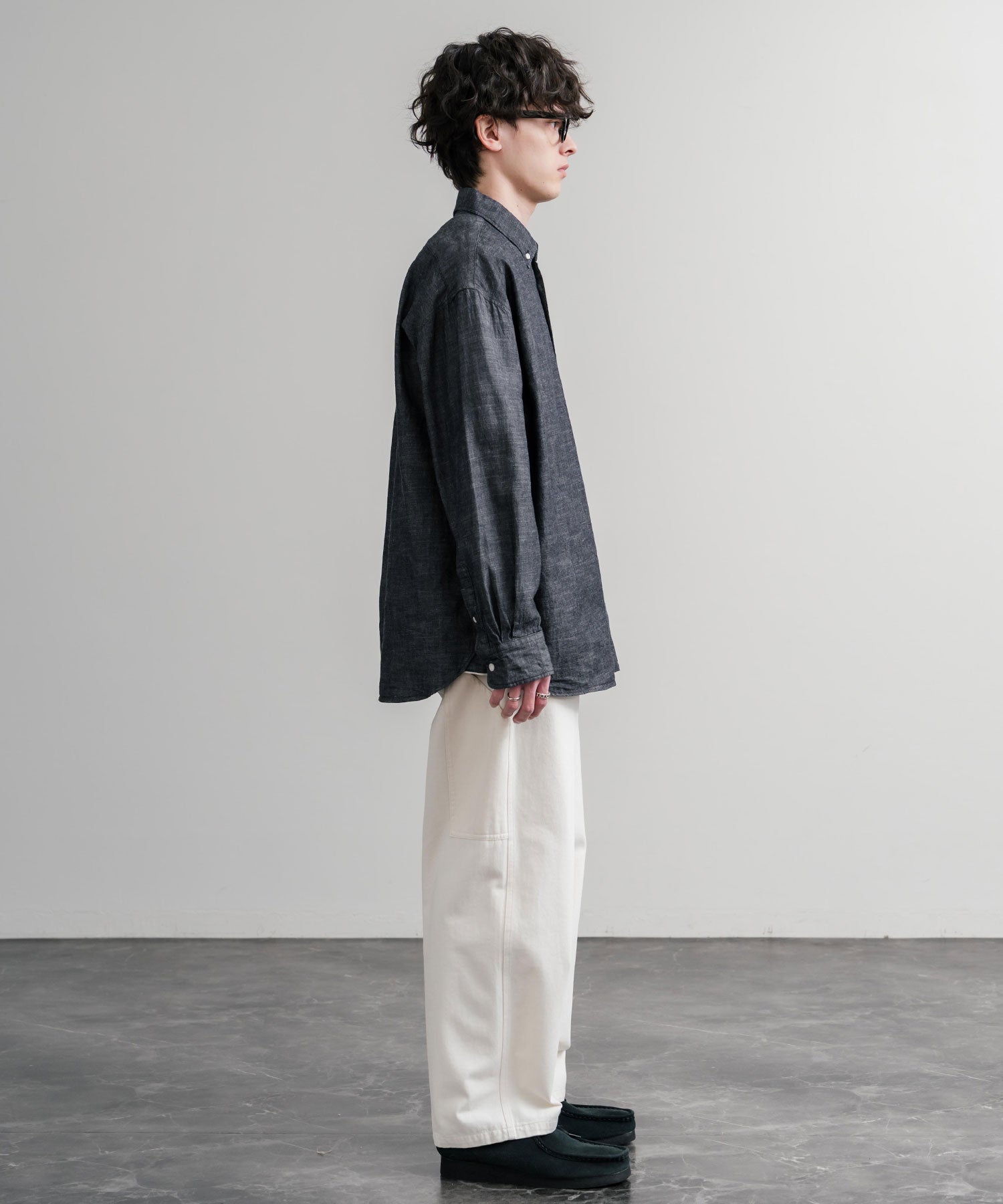 ロッキーモンロー Rocky Monroe デニムシャツ 長袖 ボタンダウン メンズ レディース ボクシーAライン 備中備後 6オンス 日本製 Upscape Audience AUD6703 15608 (ダークインディゴ) ダークインディゴ